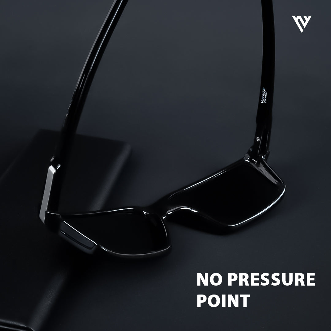 Jaxor | Shine Black & Silver Polarized Rectangle Sunglasses - PMG3968