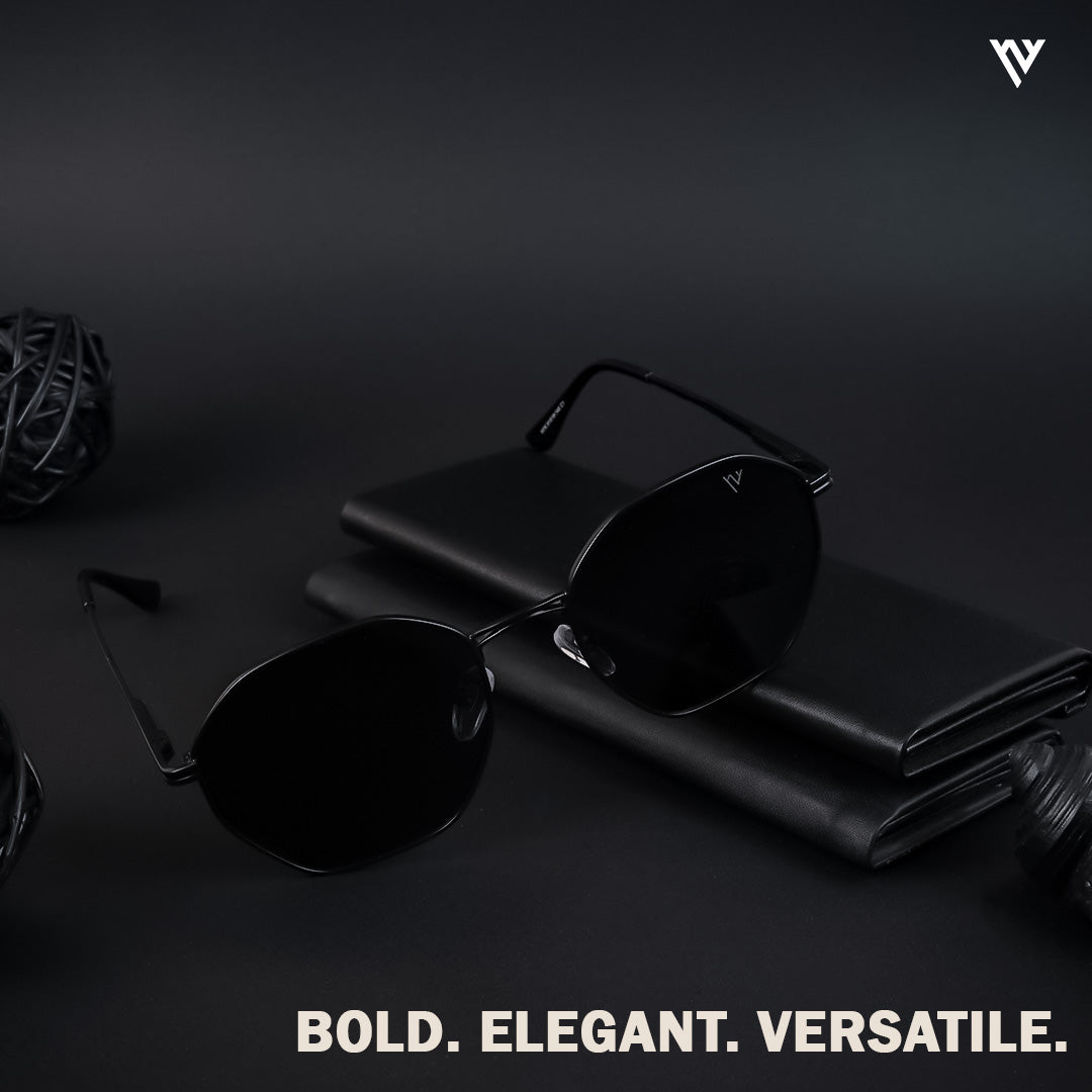 Black Polarized Geometric Sunglasses - PMG4132