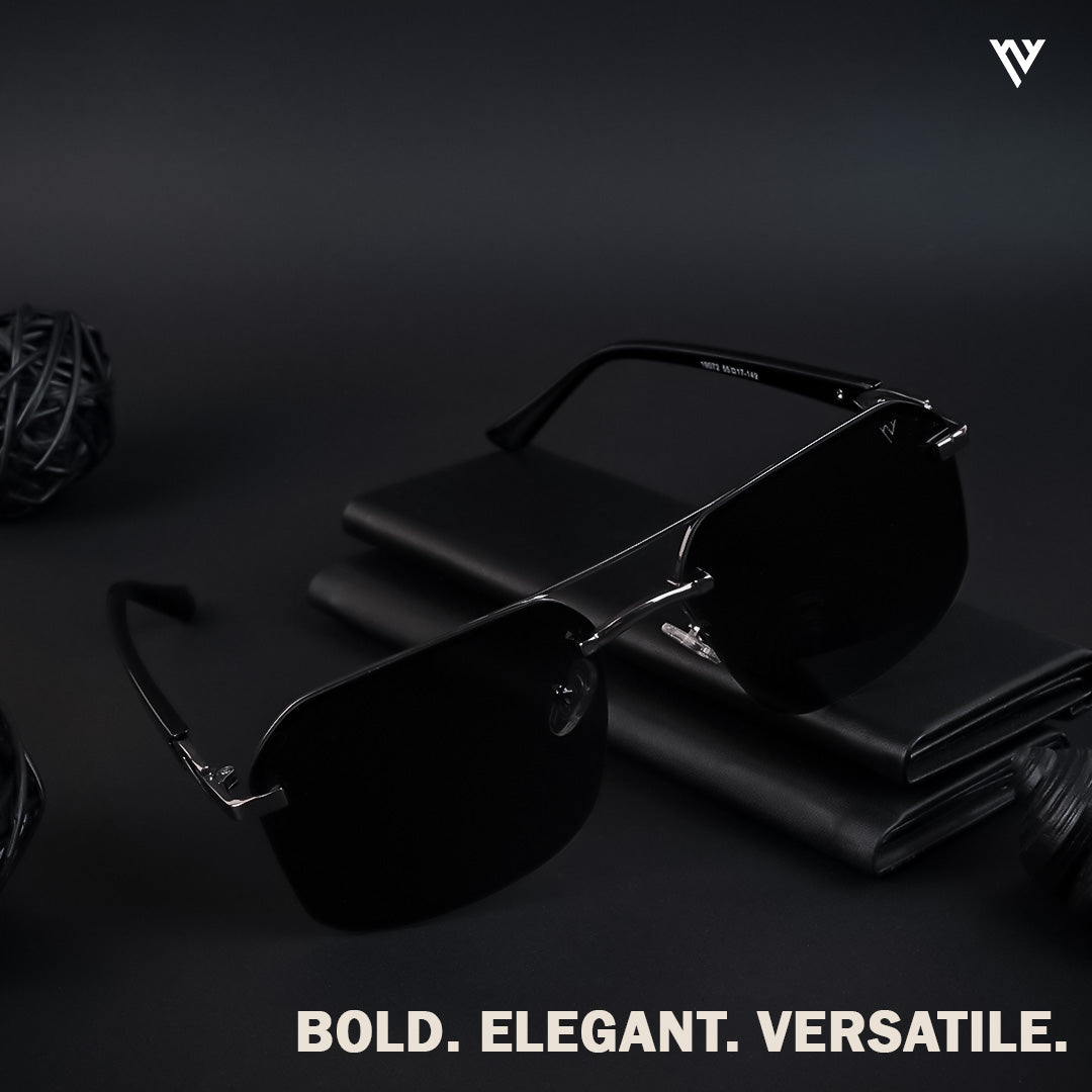 Odyssey | Black & Silver Polarized Wayfarer Sunglasses - PMG4144