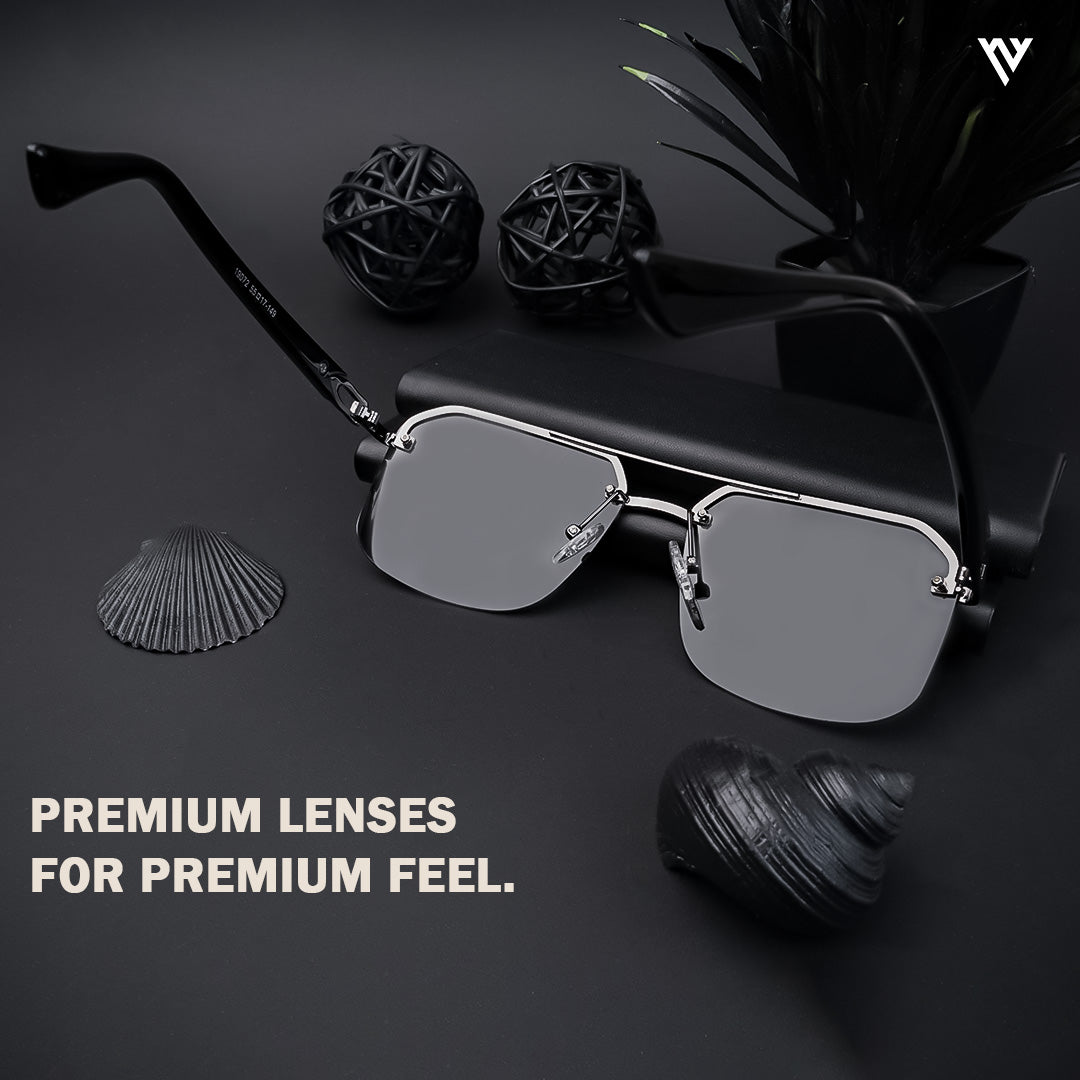 Odyssey | Black & Grey Polarized Wayfarer Sunglasses - PMG4142