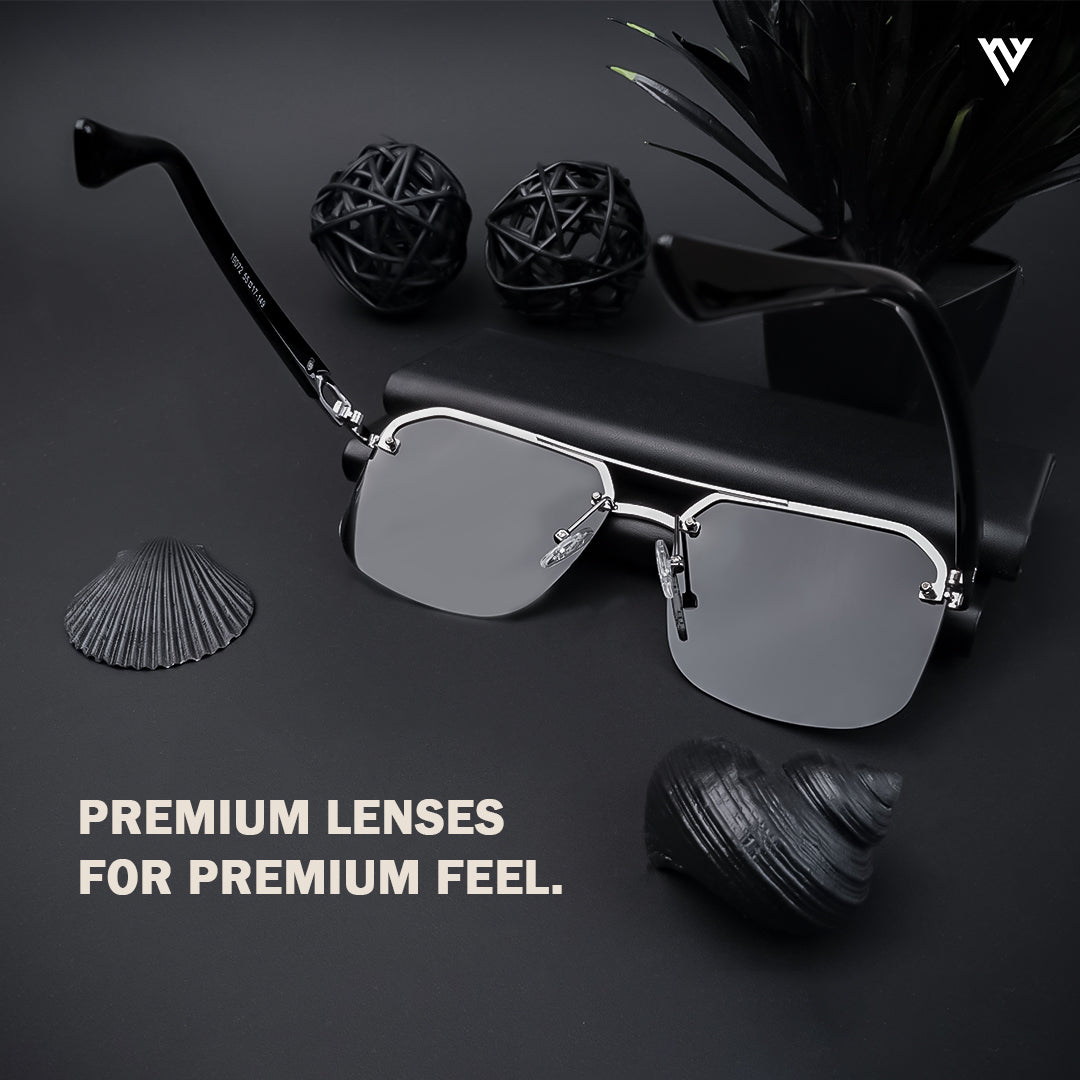 Odyssey | Black & Silver Polarized Wayfarer Sunglasses - PMG4144