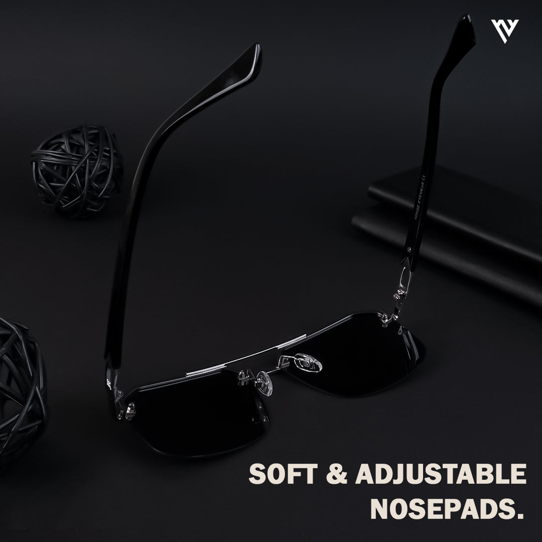 Voyage Exclusive Black & Silver Polarized Wayfarer Sunglasses for Men & Women - PMG4144