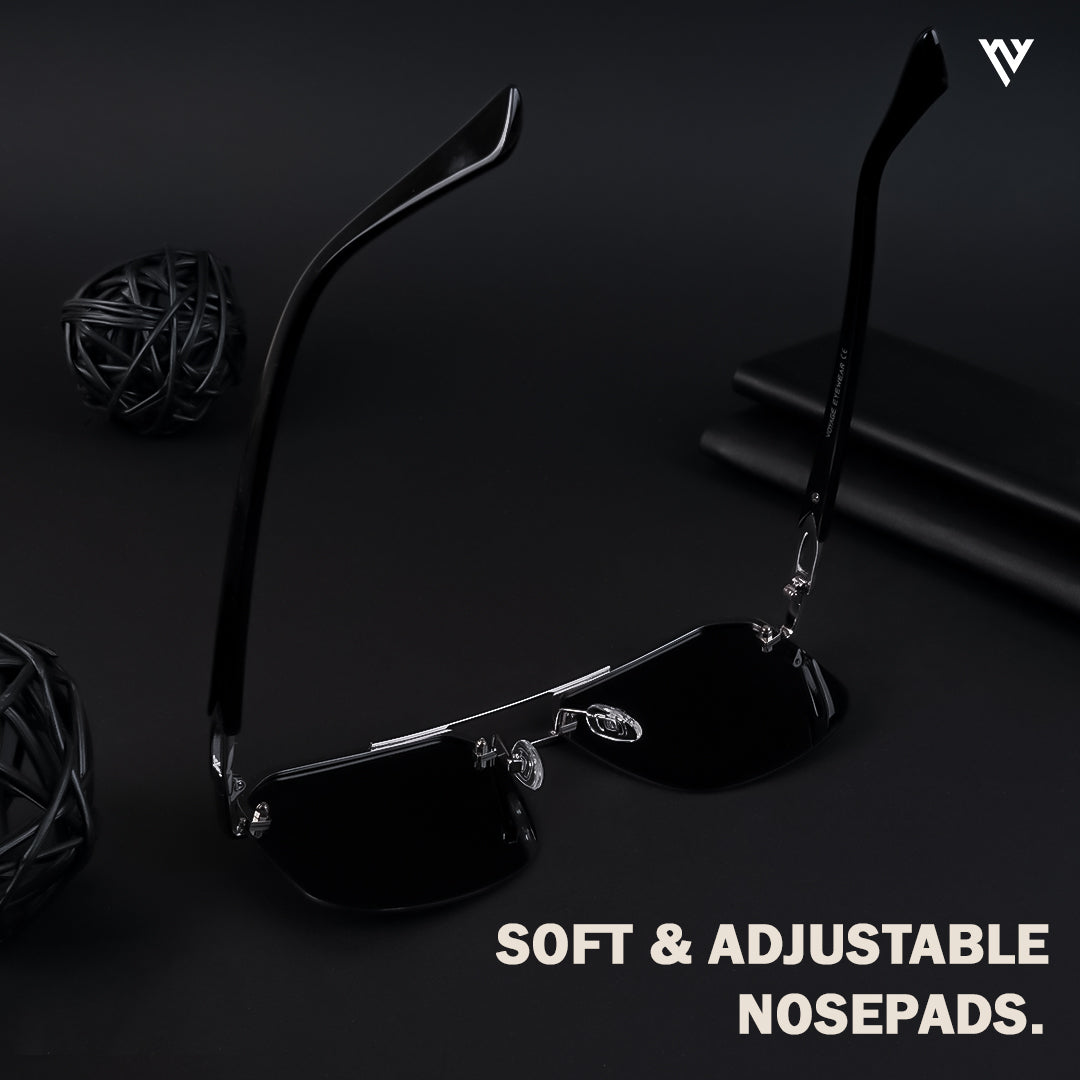 Odyssey | Black & Silver Polarized Wayfarer Sunglasses - PMG4144