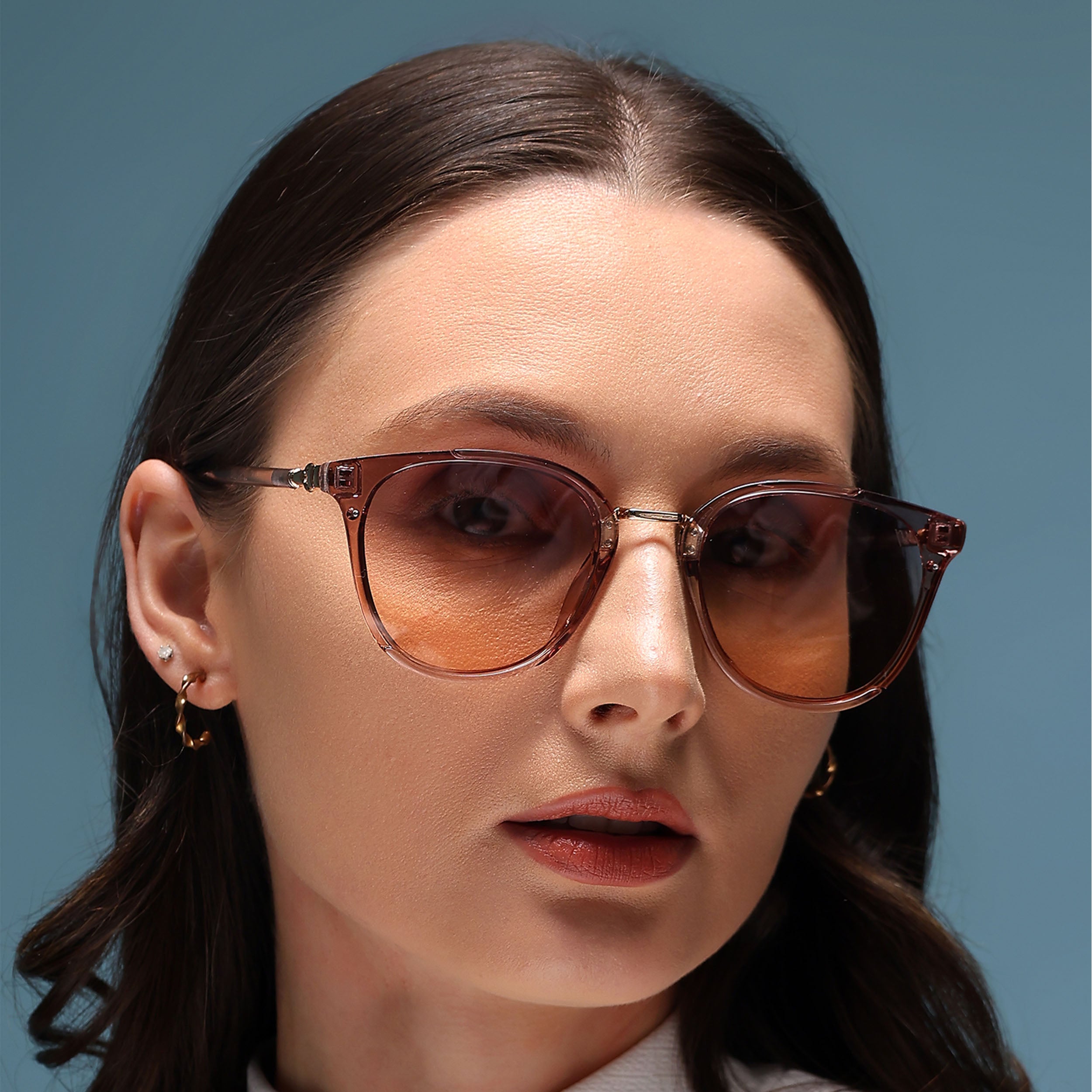 Vixen | Cateye Sunglasses (Pink & Grey Lens | Light Pink & Golden Frame - MG3174)