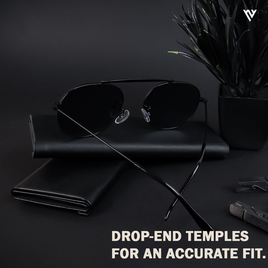 Voyage Exclusive Black Polarized Round Sunglasses for Men & Women - PMG4138