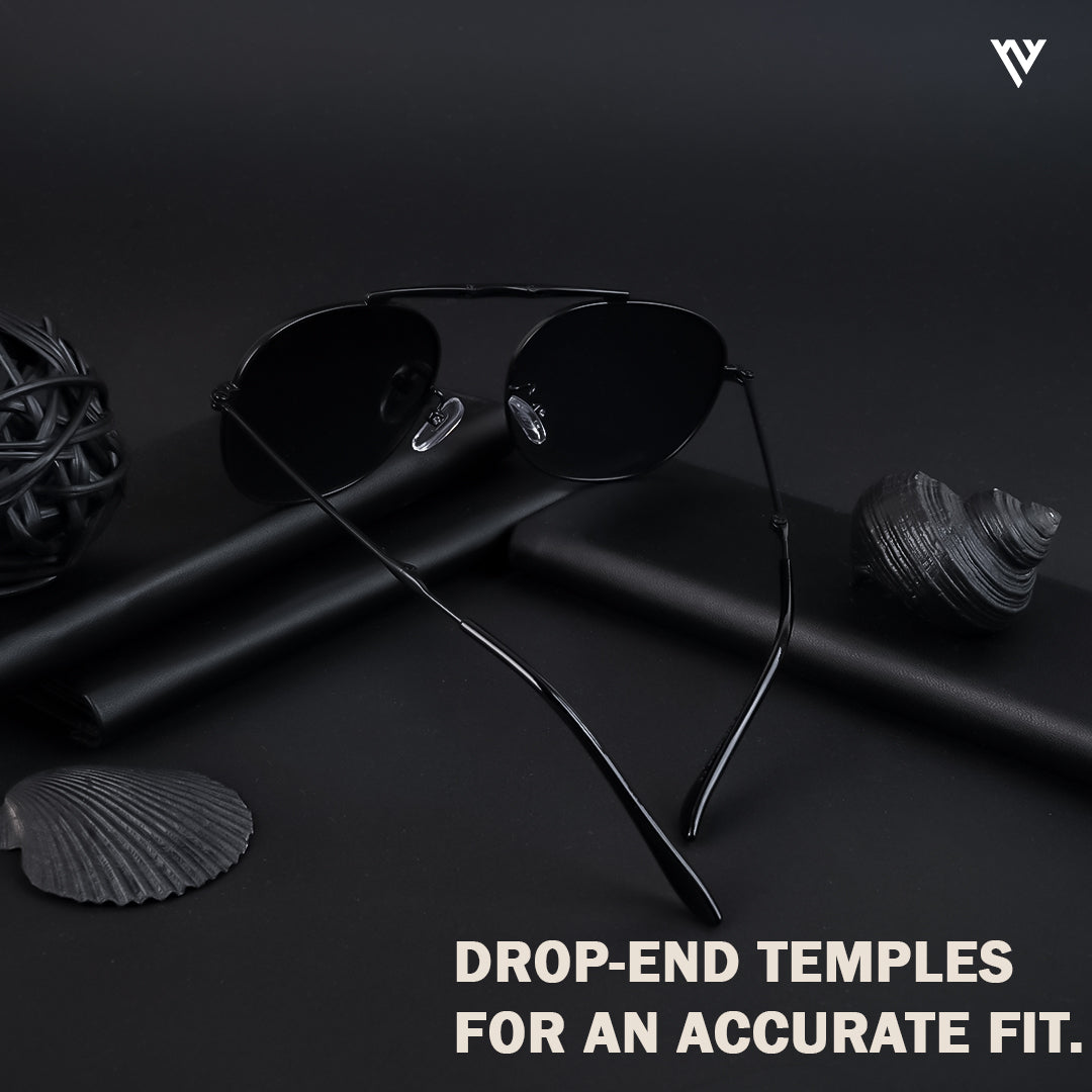 Voyage Exclusive Black Polarized Round Sunglasses for Men & Women - PMG4145