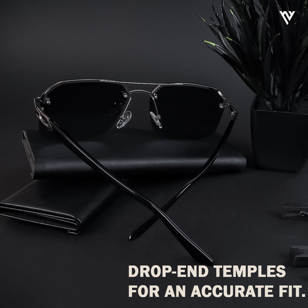 Odyssey | Black & Silver Polarized Wayfarer Sunglasses - PMG4144