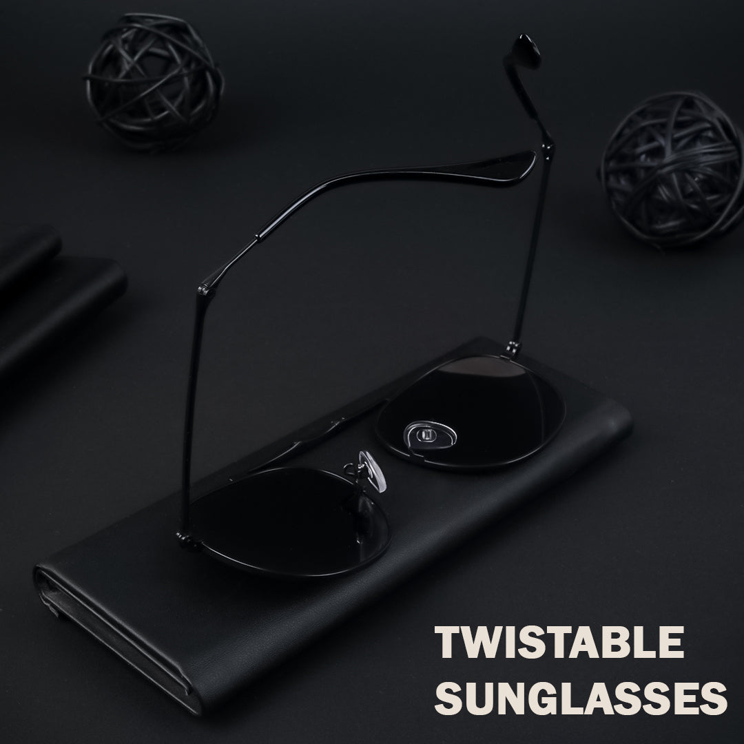 Twist | Black Polarized Round Sunglasses - PMG4145