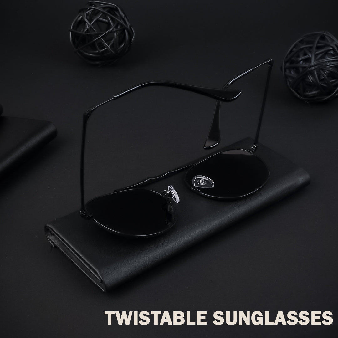 Twist | Black Polarized Round Sunglasses - PMG4145