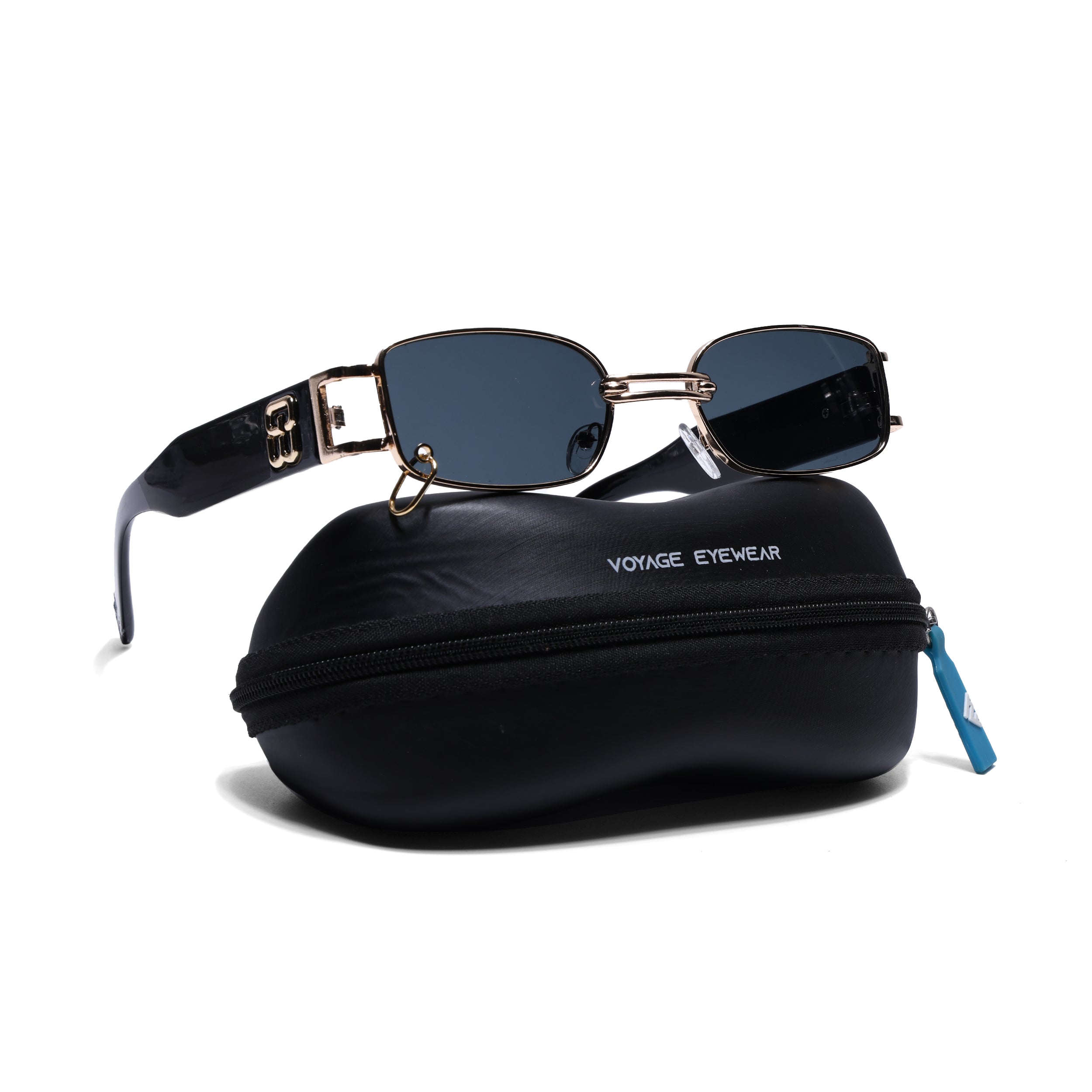 Punk | Golden Rectangle Sunglasses | Black Lens - MG5208