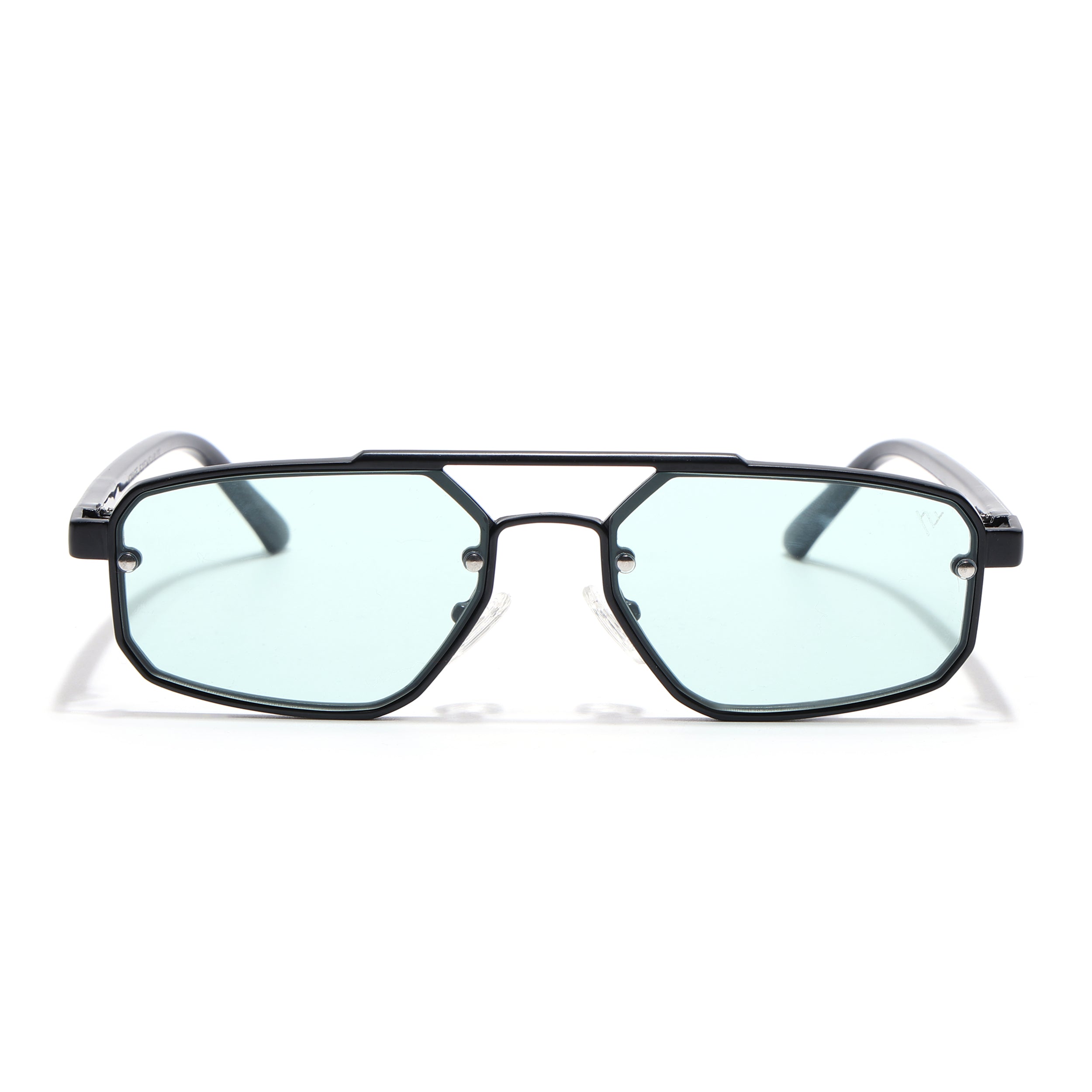 JetSet | Black Rectangle Sunglasses for Men & Women | Teal Lens - MG6839