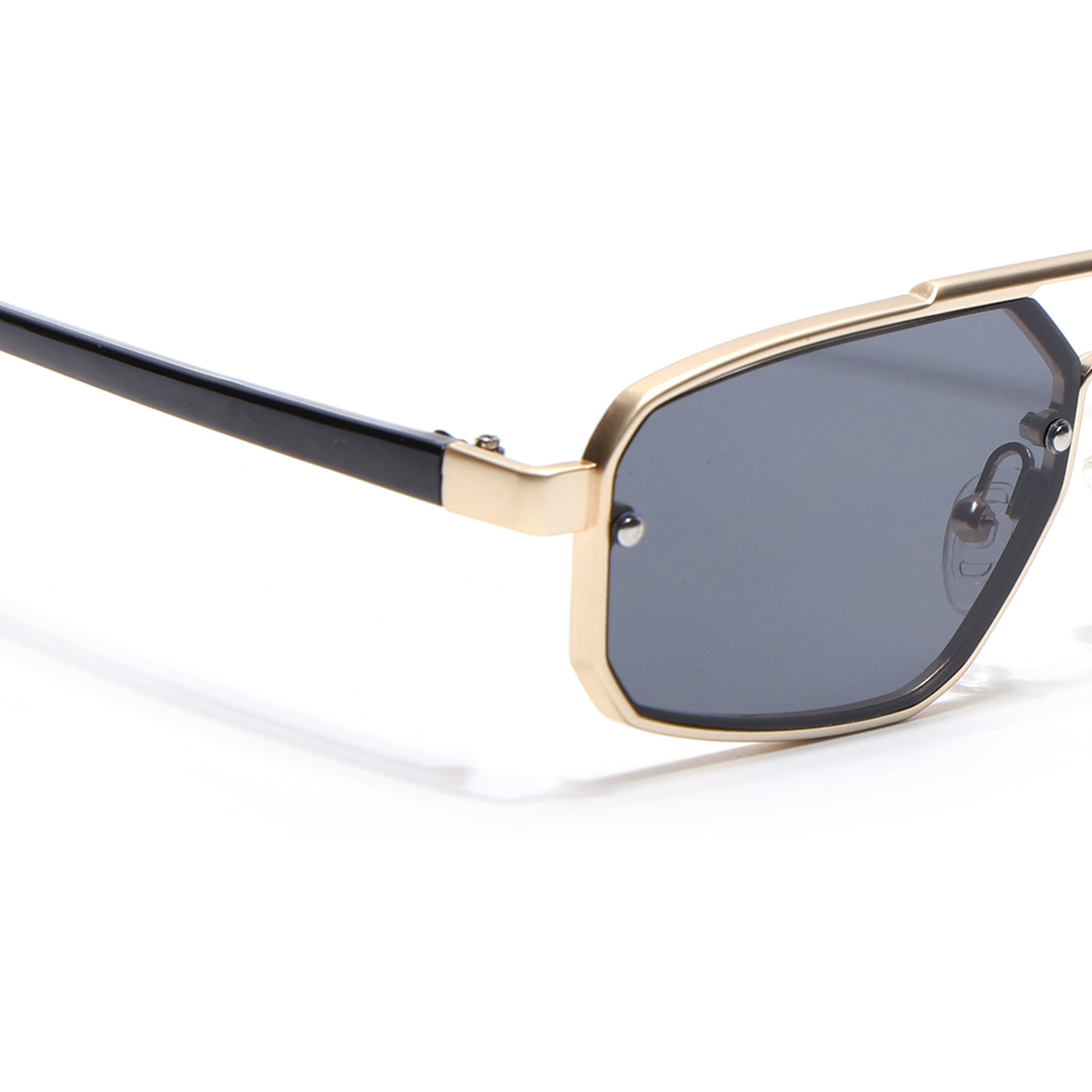 JetSet | Golden Rectangle Sunglasses for Men & Women | Black Lens - MG6840