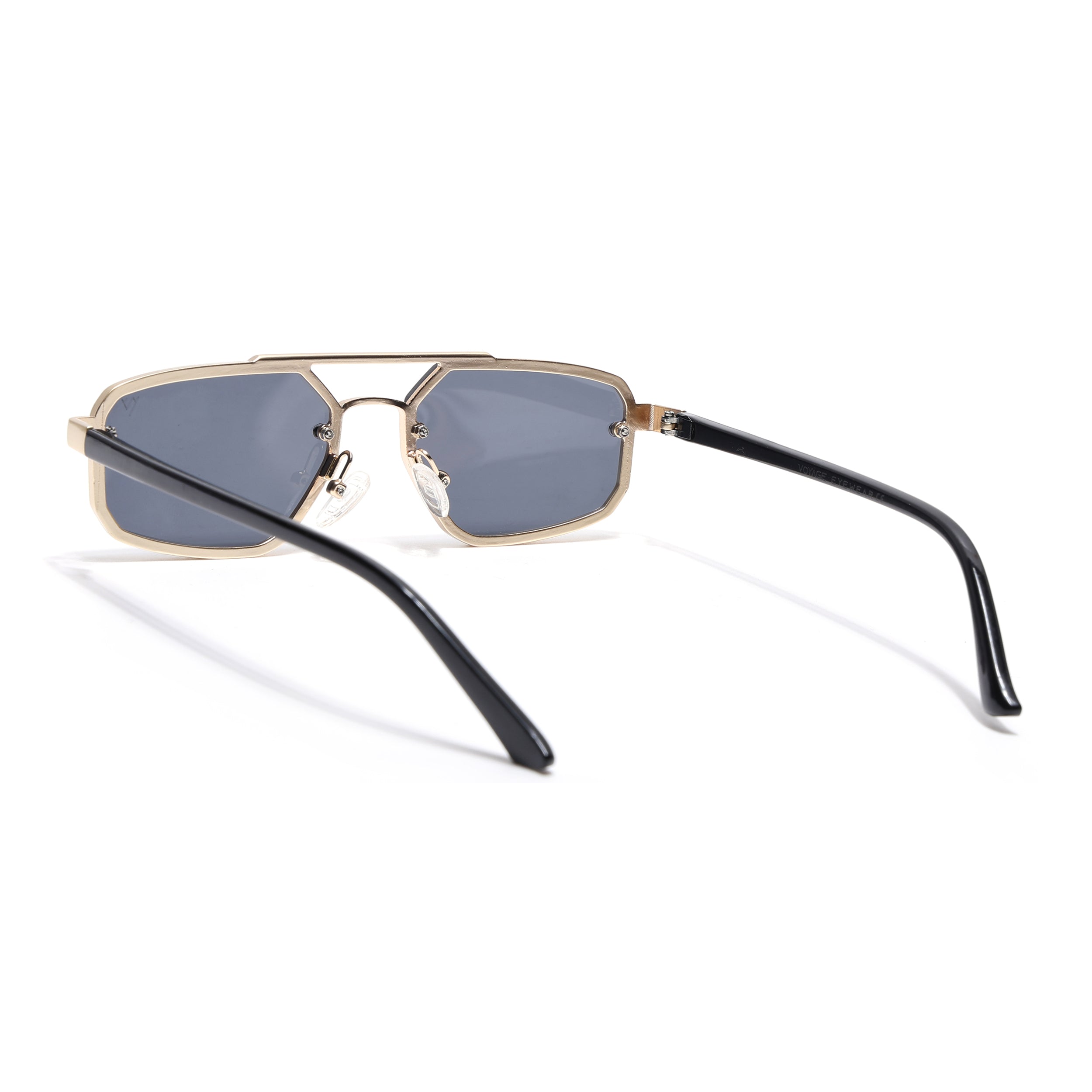 JetSet | Golden Rectangle Sunglasses for Men & Women | Black Lens - MG6840
