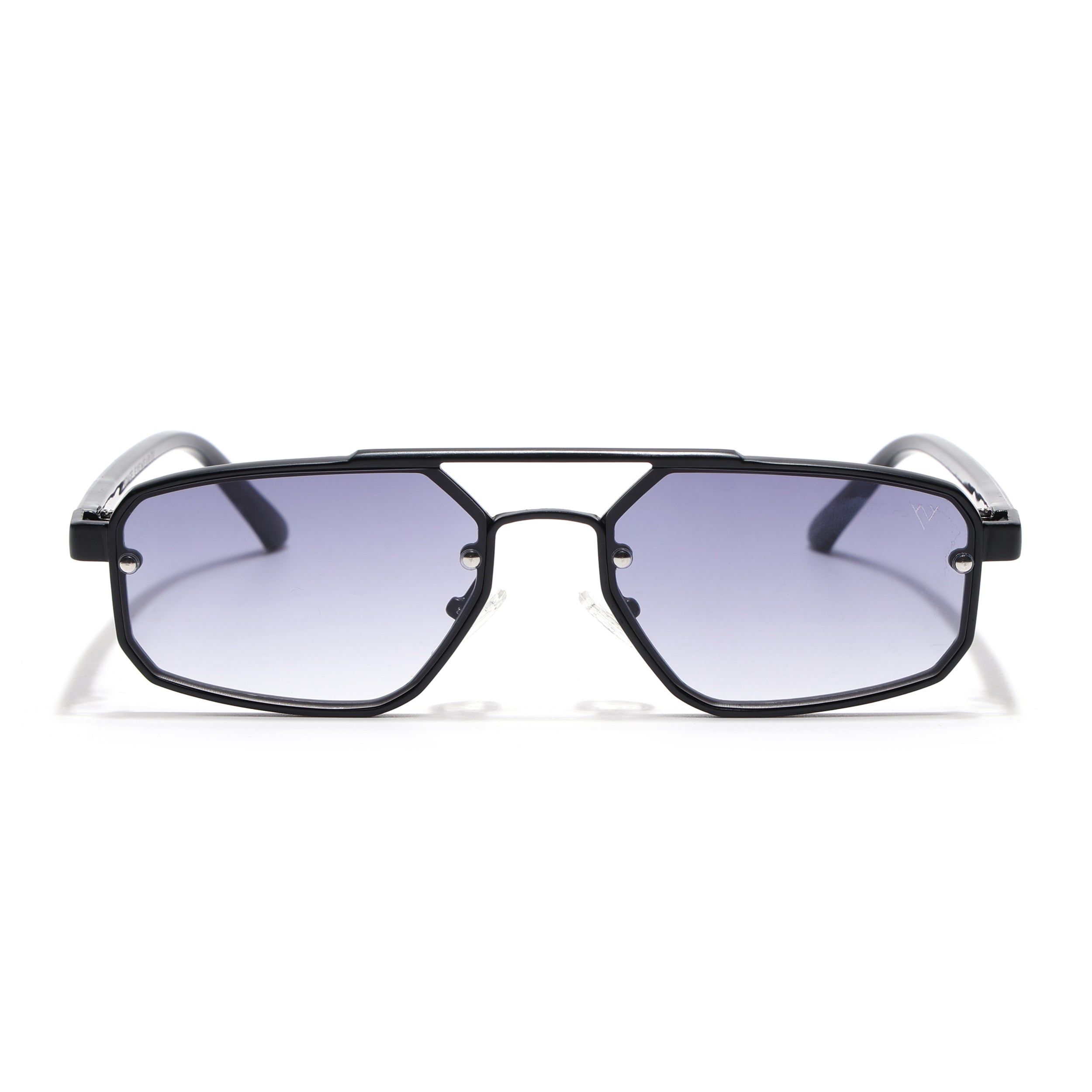 JetSet | Black Rectangle Sunglasses for Men & Women | Grey & Clear Lens - MG6838