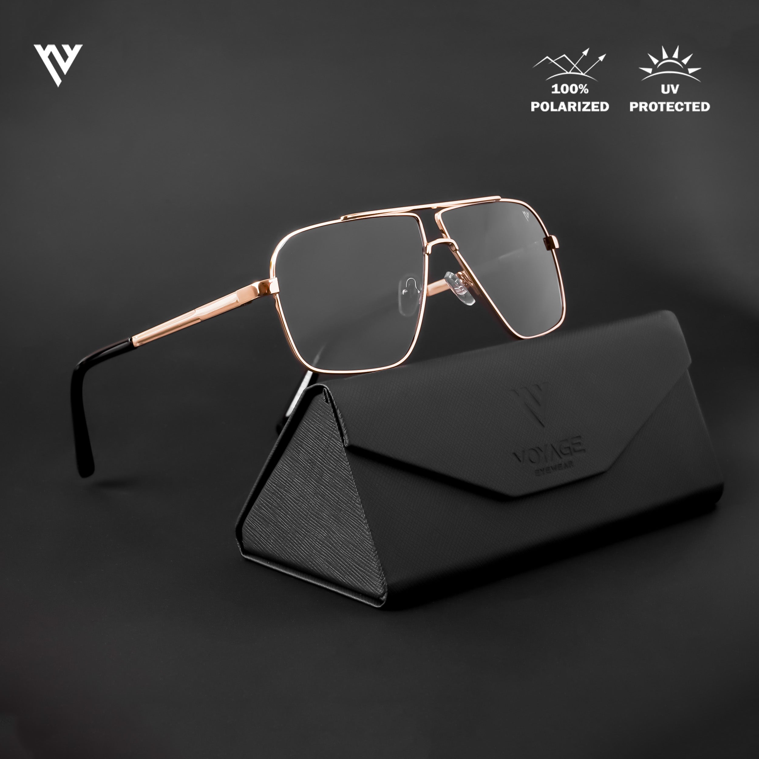 Voyage Exclusive Black Polarized Wayfarer Sunglasses for Men & Women - PMG4202