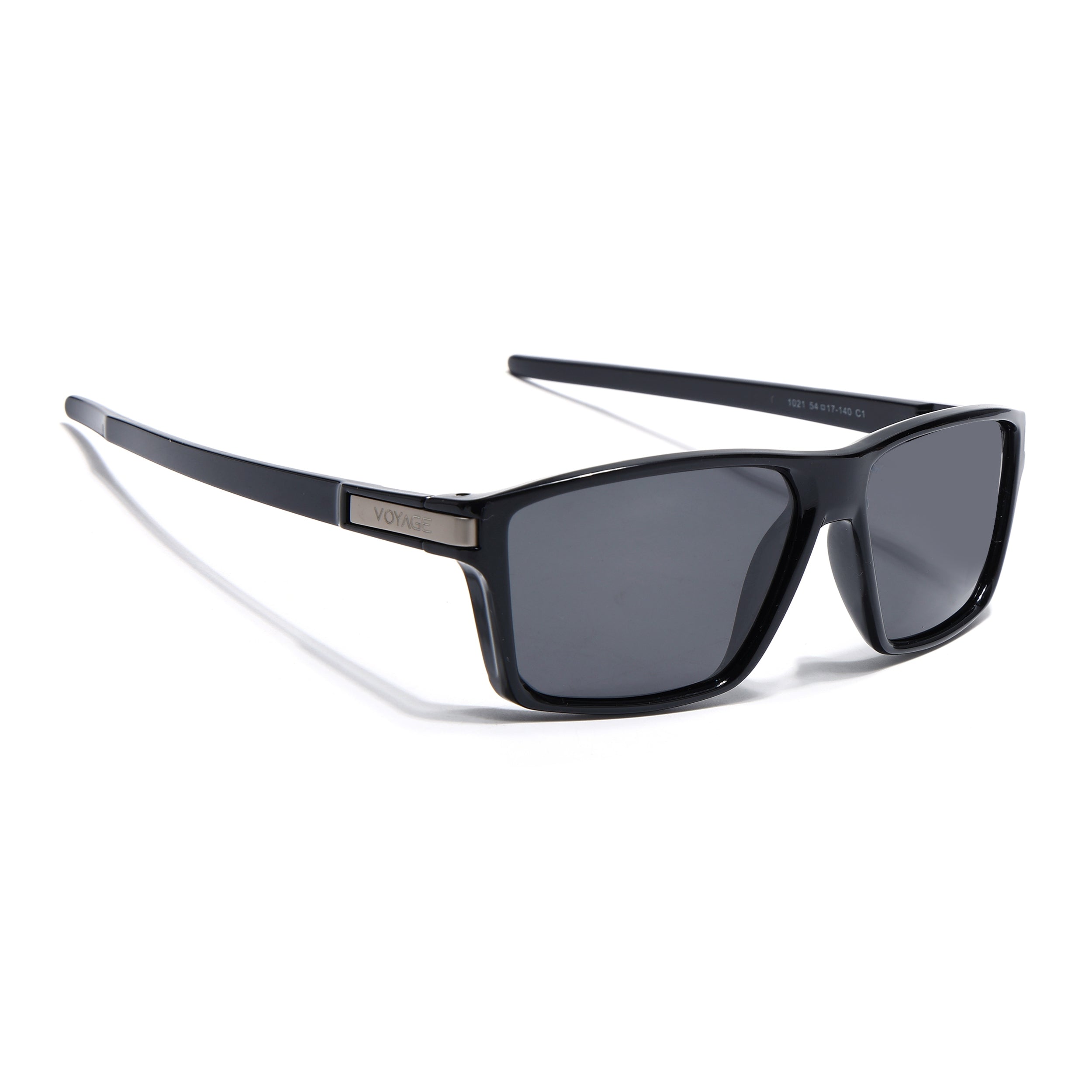 Jaxor | Shine Black & Silver Polarized Rectangle Sunglasses - PMG3968