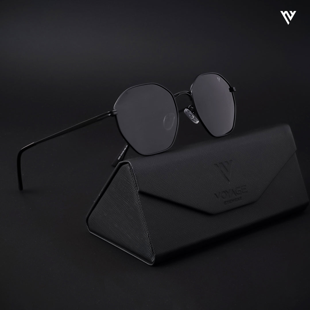 Black Polarized Geometric Sunglasses - PMG4132
