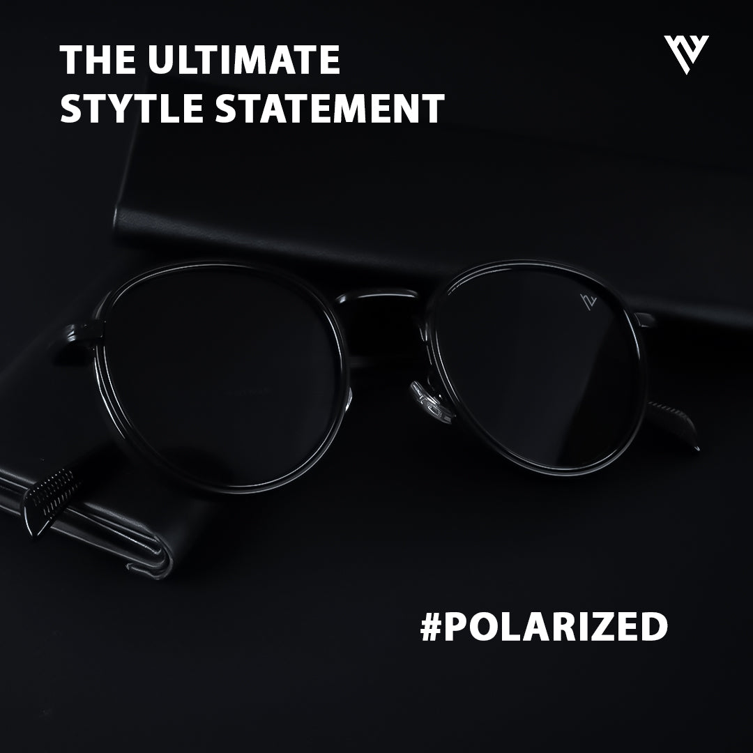 Voyage Exclusive Black Polarized Round Sunglasses for Men & Women - PMG3980