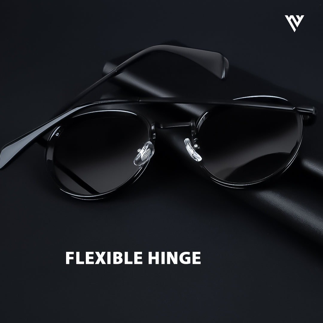 Voyage Exclusive Black Polarized Round Sunglasses for Men & Women - PMG3980