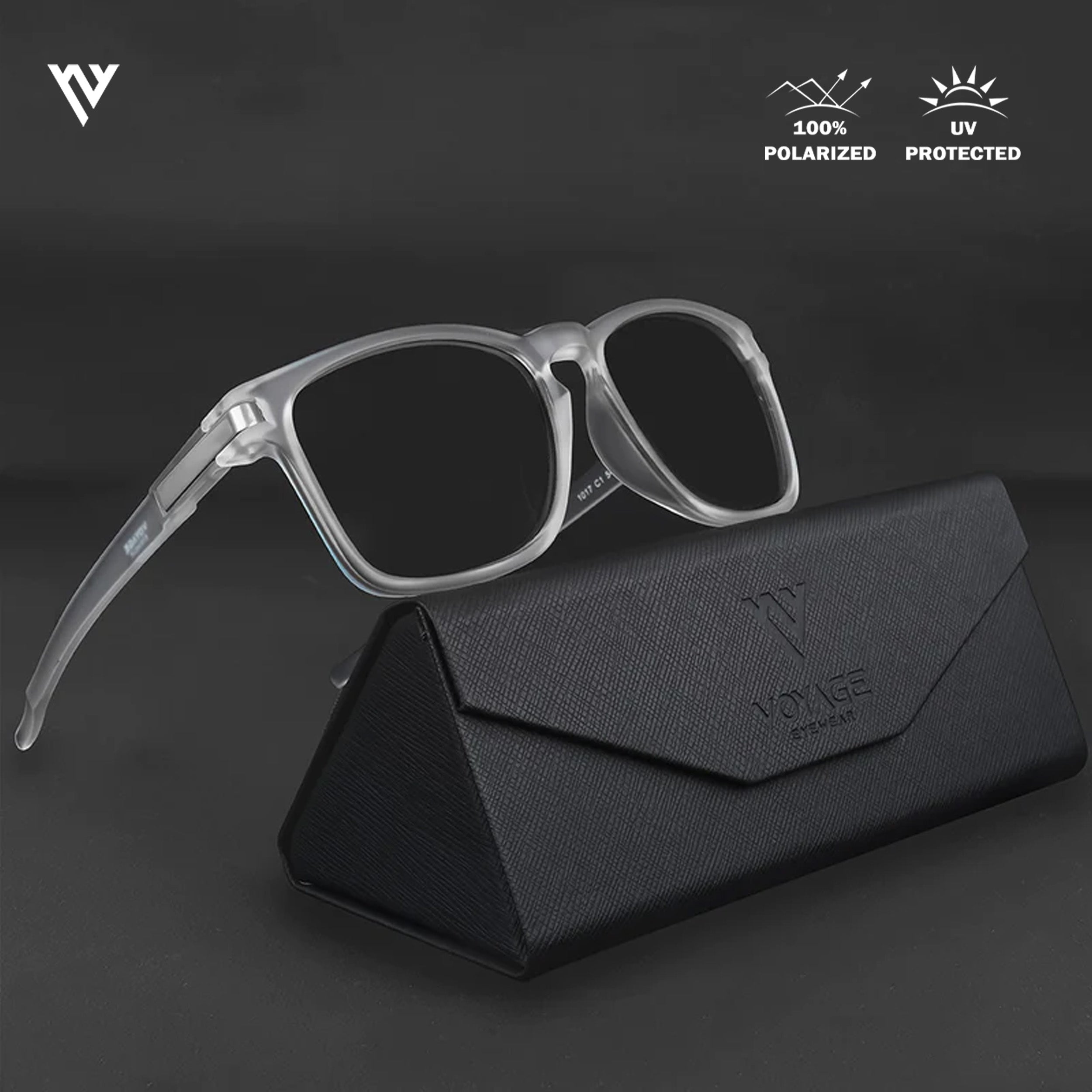 Voyage Exclusive Black & Transparent Polarized Wayfarer Sunglasses for Men & Women - PMG3975