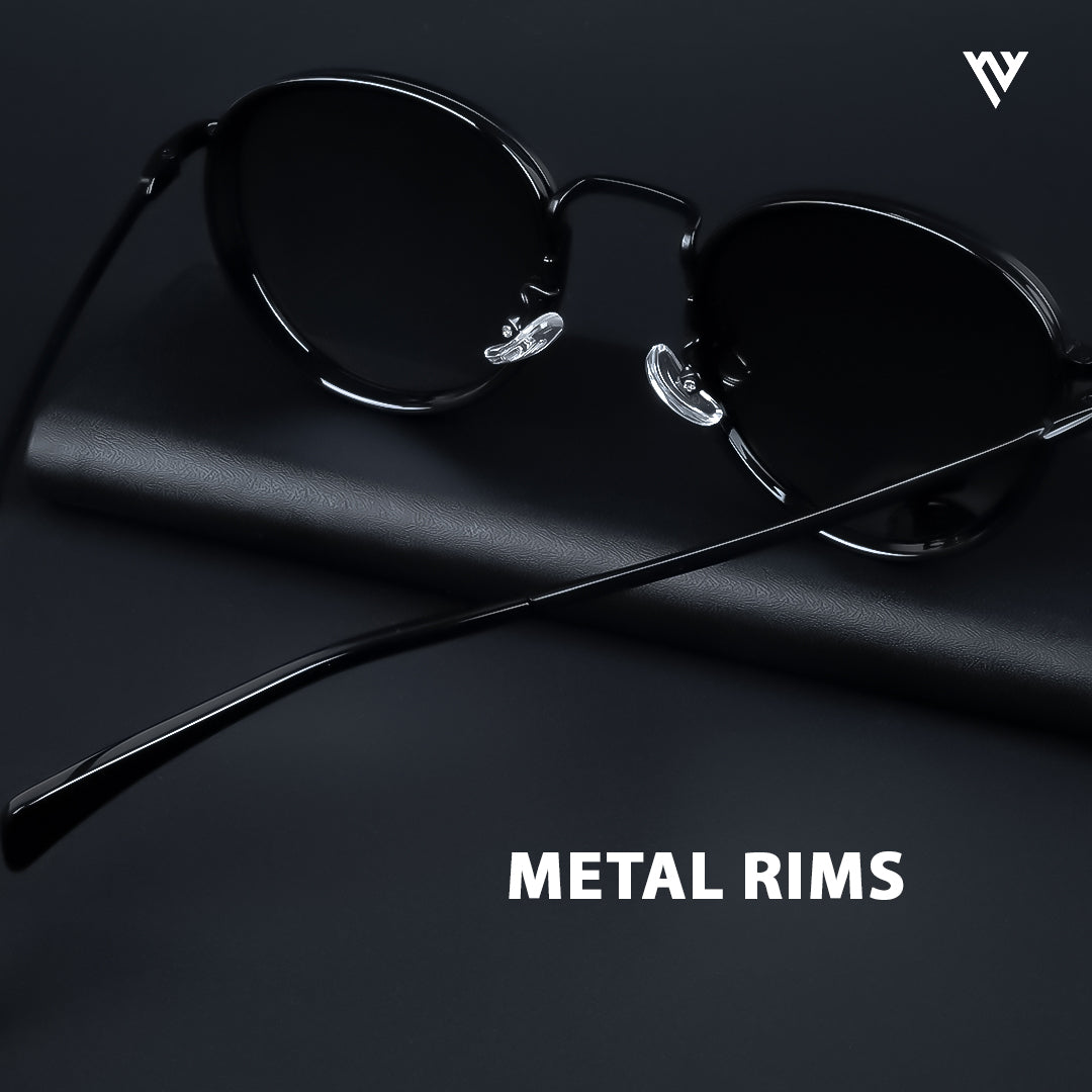 Captain | Matte Black Polarized Round Sunglasses - PMG3980