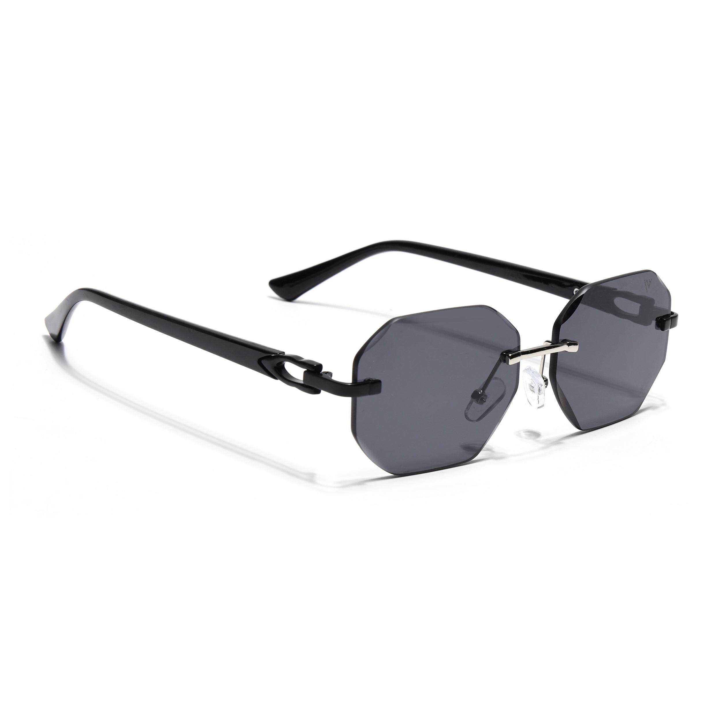 Rimless Sunglasses for Men & Women (Black Lens | Black Frame - MG7360)