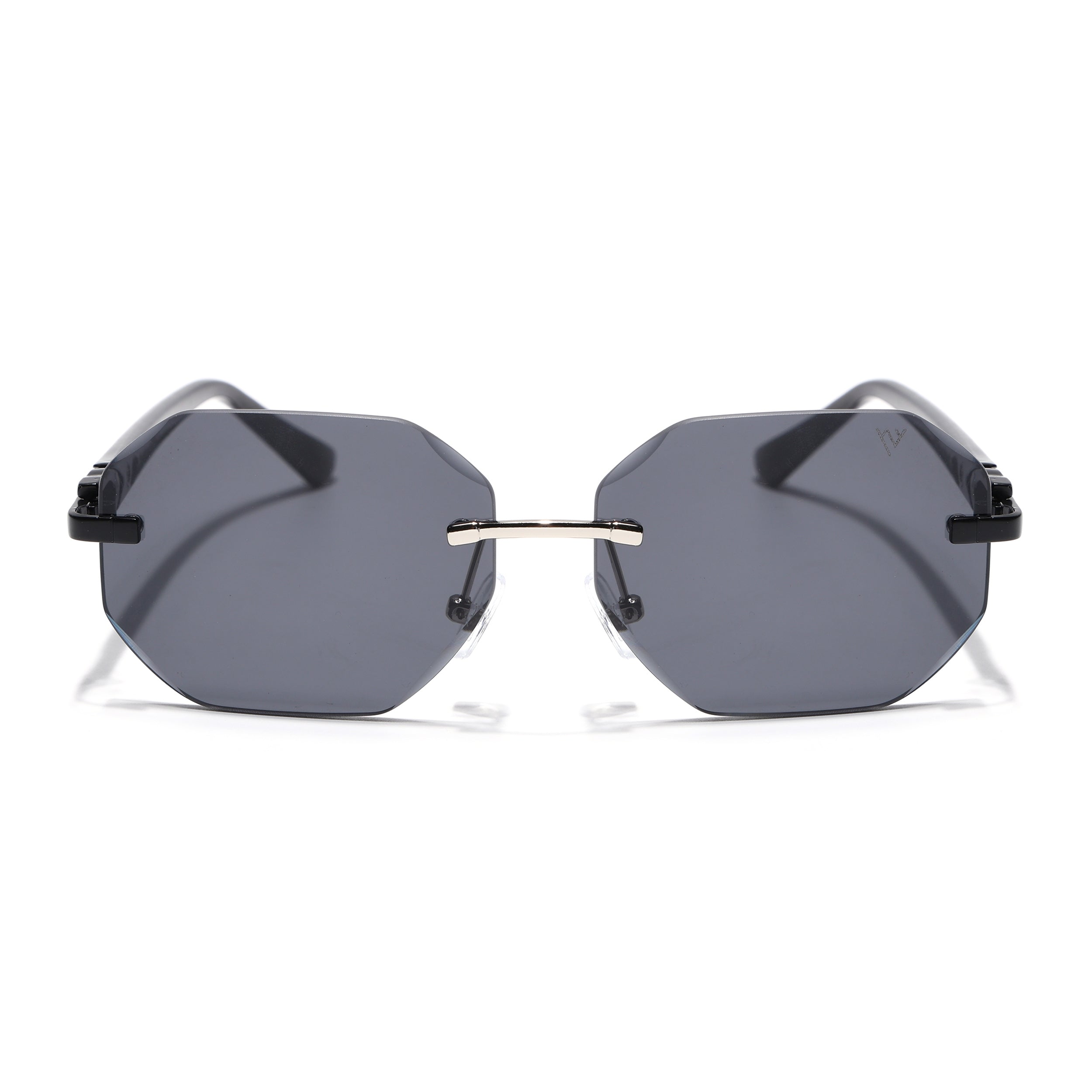 Rimless Sunglasses for Men & Women (Black Lens | Black Frame - MG7360)