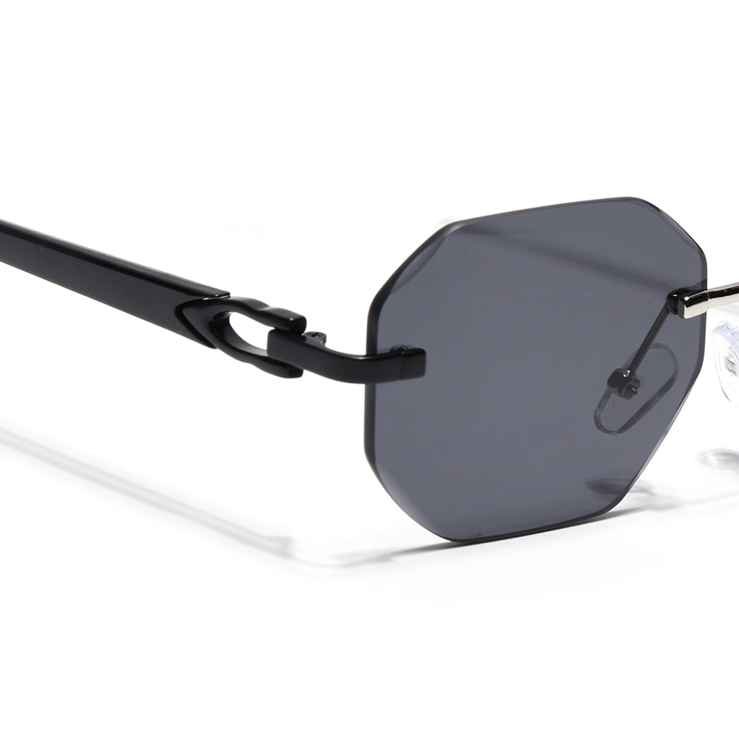 Rimless Sunglasses for Men & Women (Black Lens | Black Frame - MG7360)