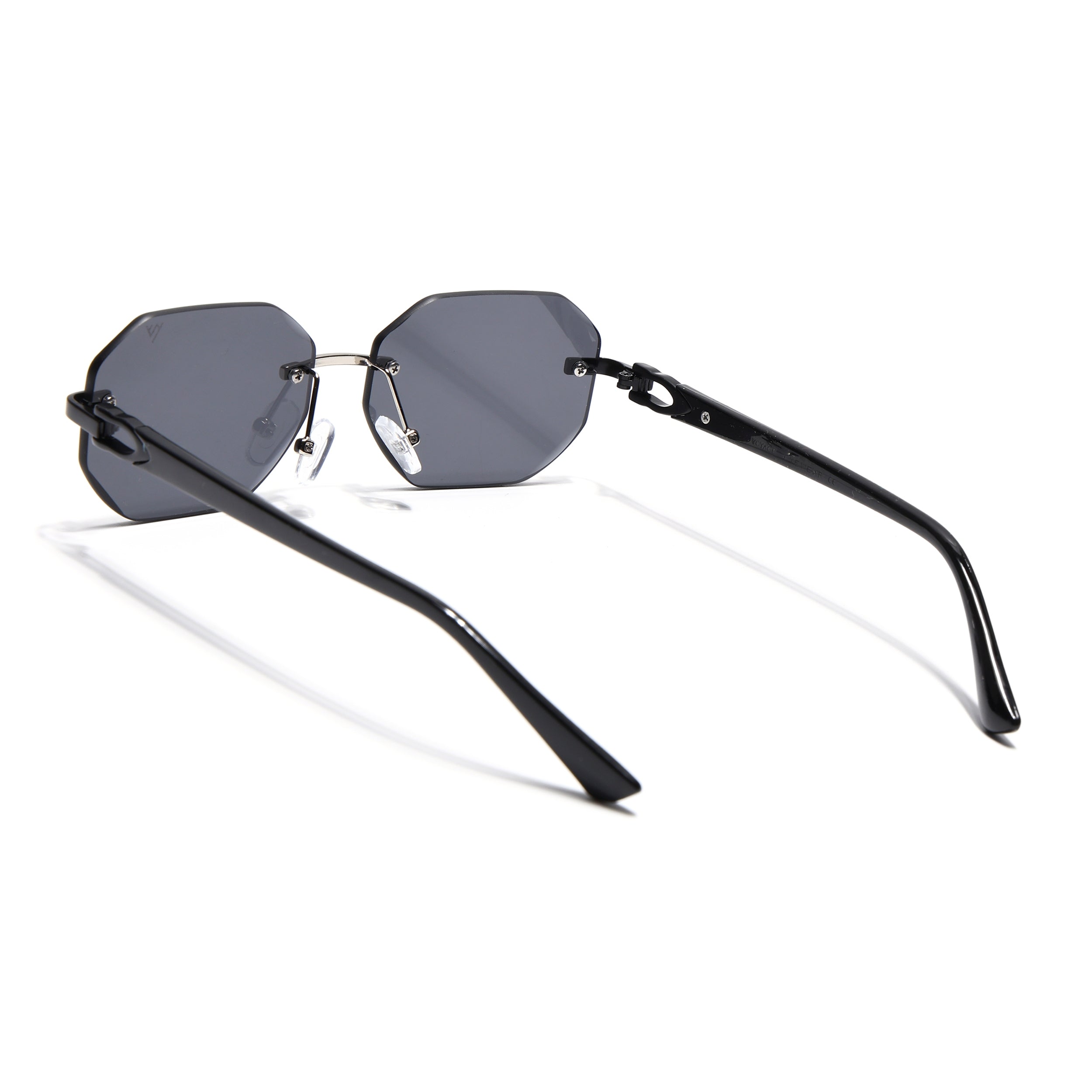 Rimless Sunglasses for Men & Women (Black Lens | Black Frame - MG7360)