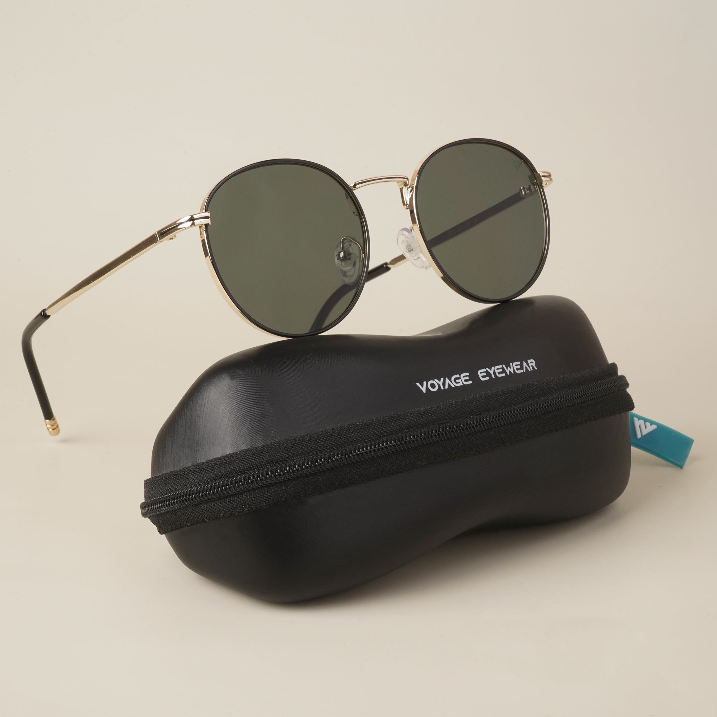 Voyage Premium Round Green Gold Sunglasses - MG3624