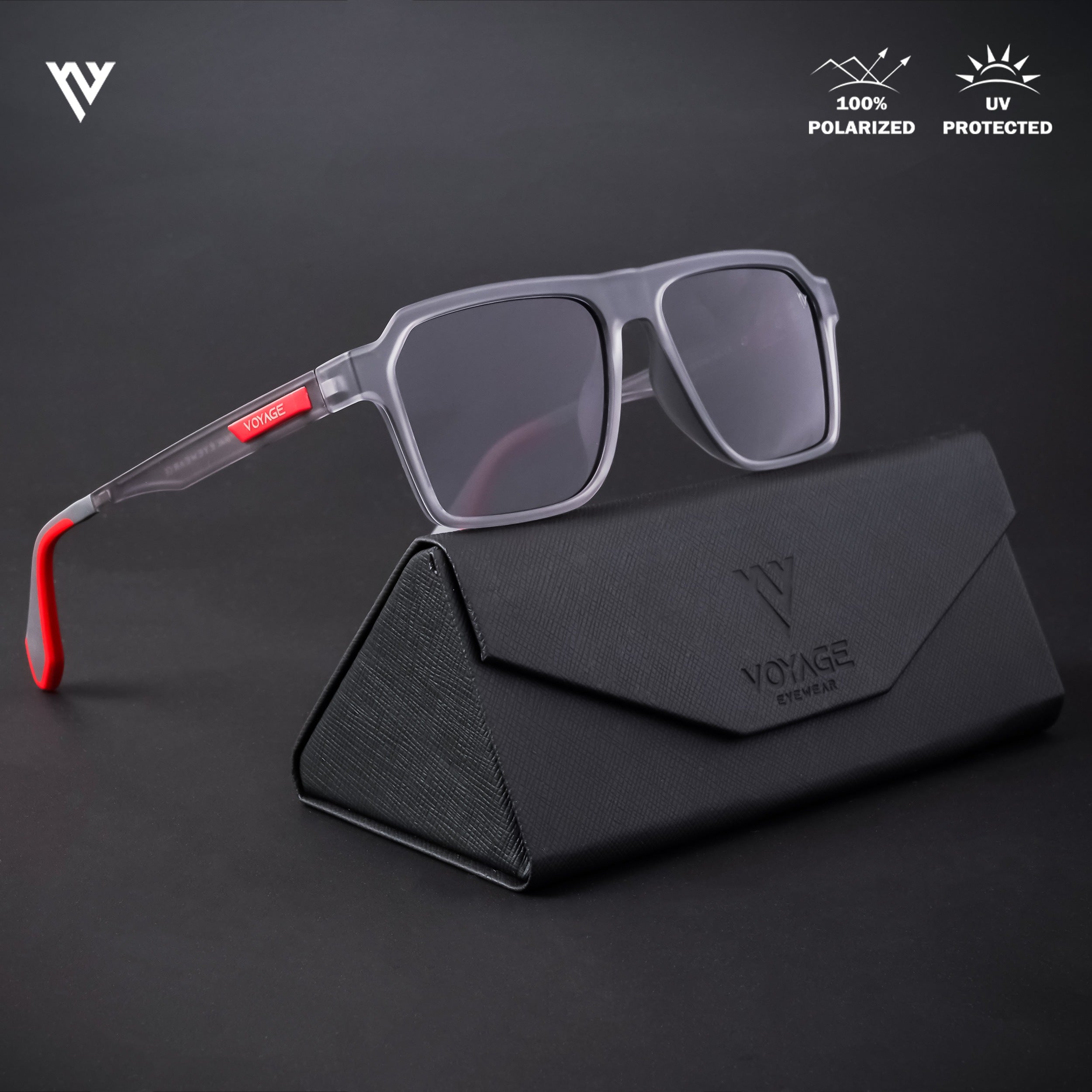 Voyage Active Grey Polarized Wayfarer Sunglasses for Men & Women - PMG4454