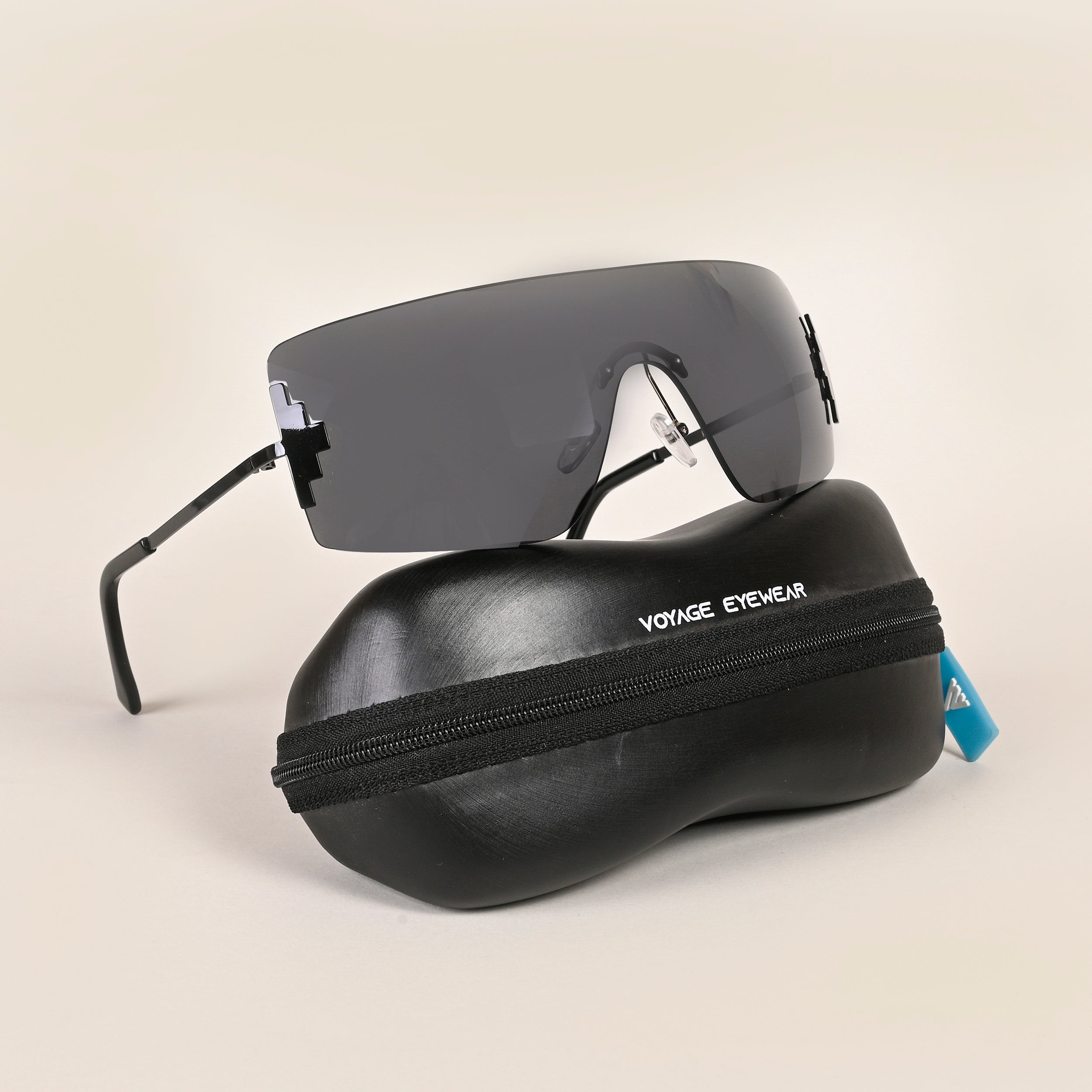 Voyage Black Wrap Around Sunglasses for Men & Women (3568MG4115)