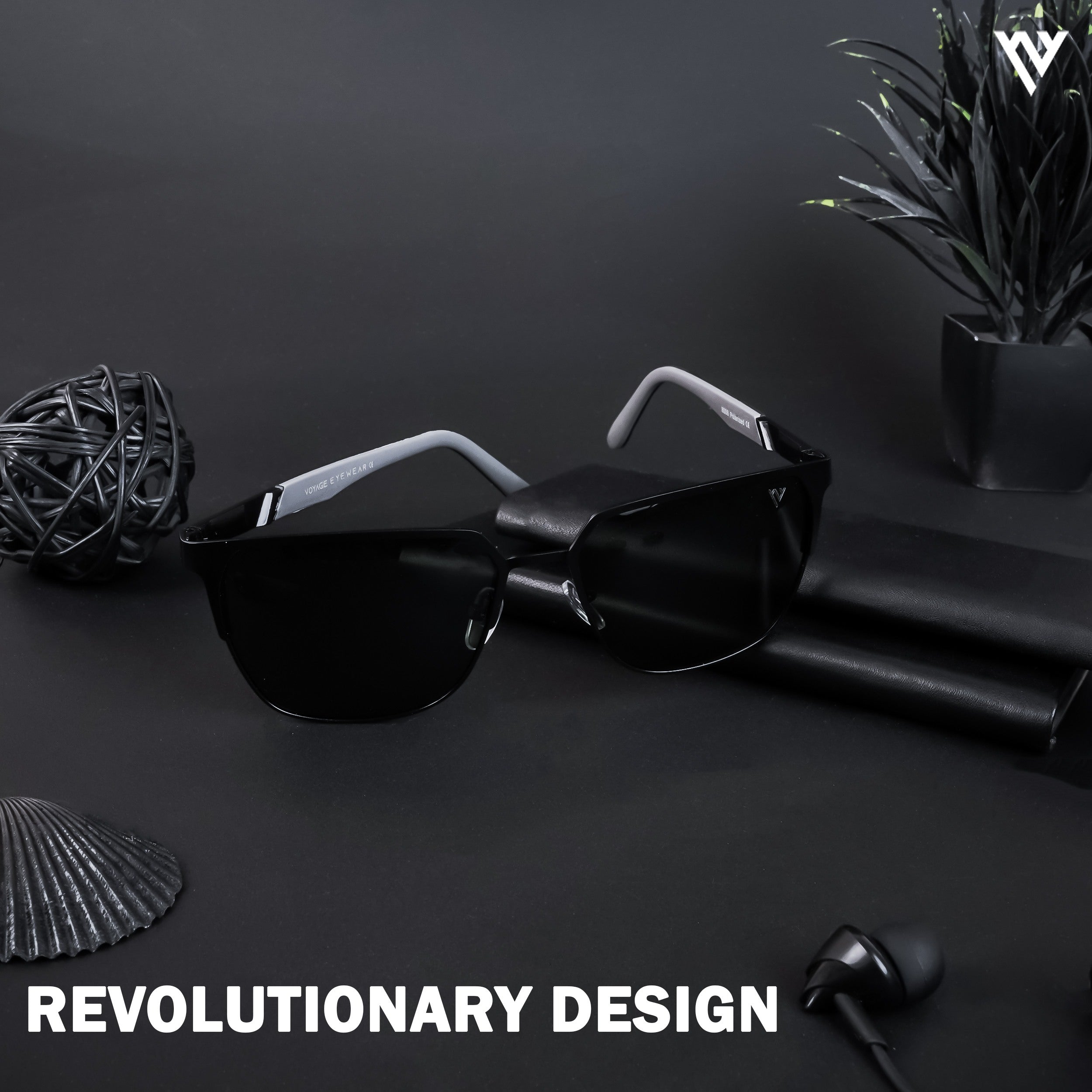 Voyage Exclusive Black Polarized Square Sunglasses for Men & Women (8008PMG4283)