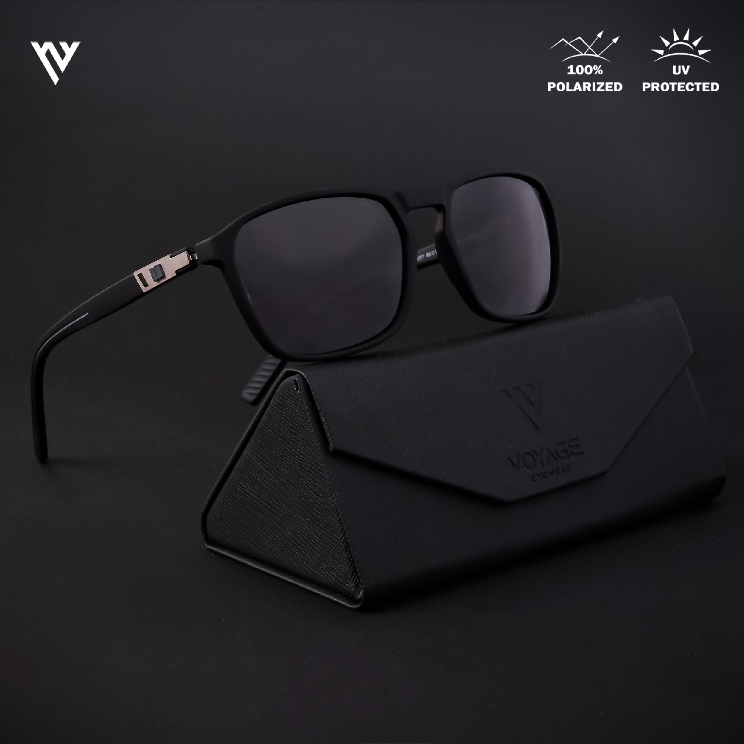 Matt Black Polarized Wayfarer Sunglasses - PMG4306