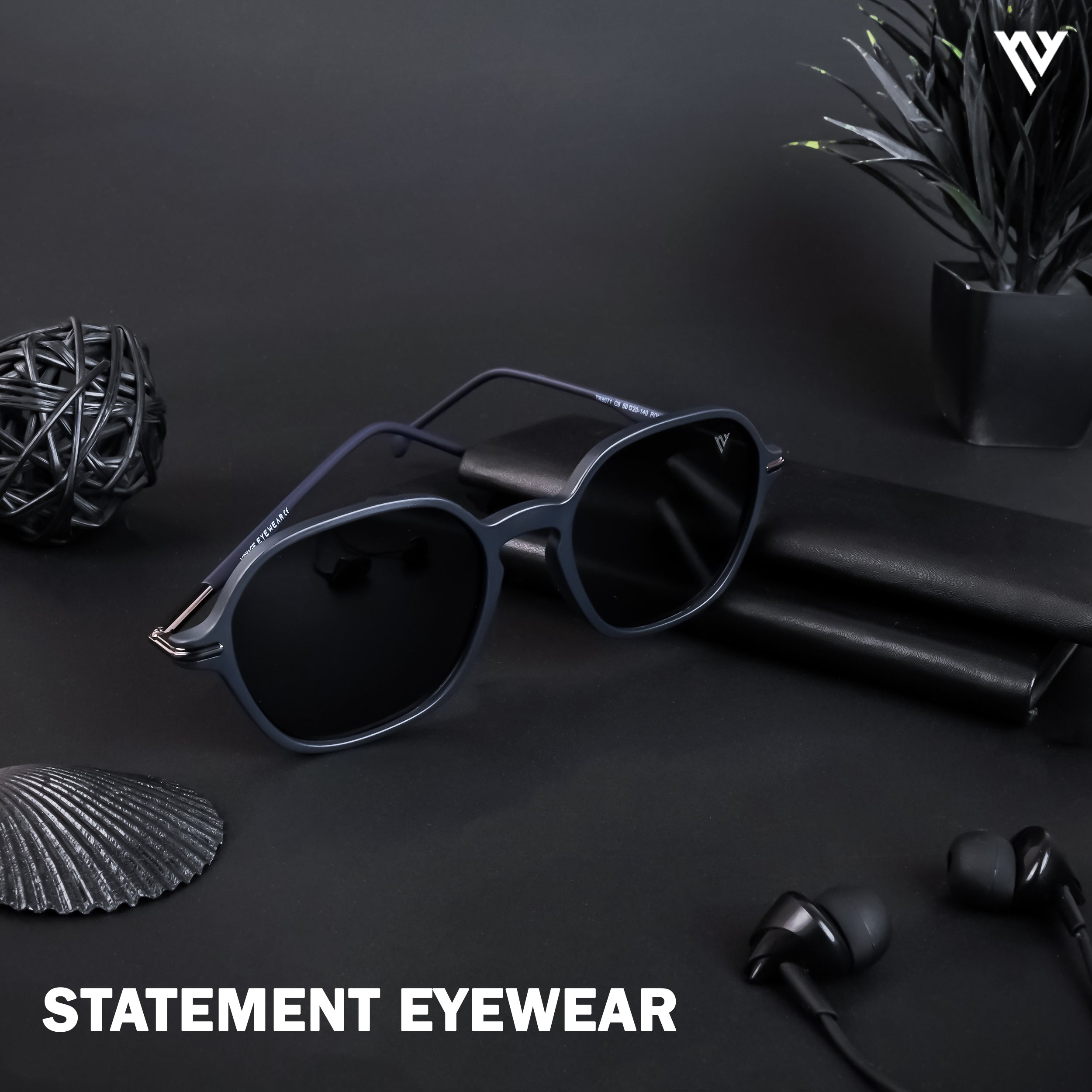 Voyage Exclusive Navy Blue Polarized Round Sunglasses for Men & Women - PMG4496
