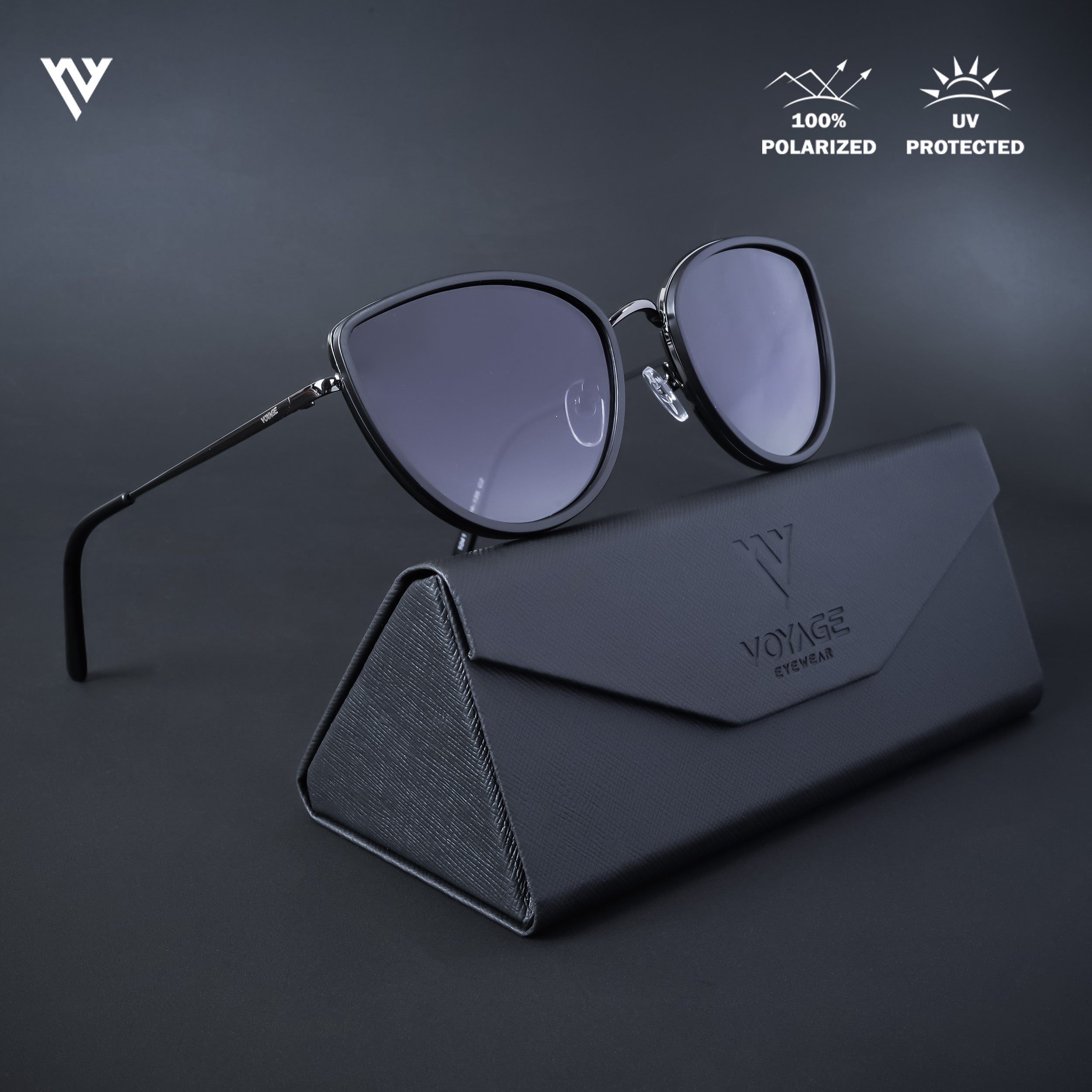 Voyage Exclusive Grey & Clear Polarized Cateye Sunglasses for Women (1041PMG4653)