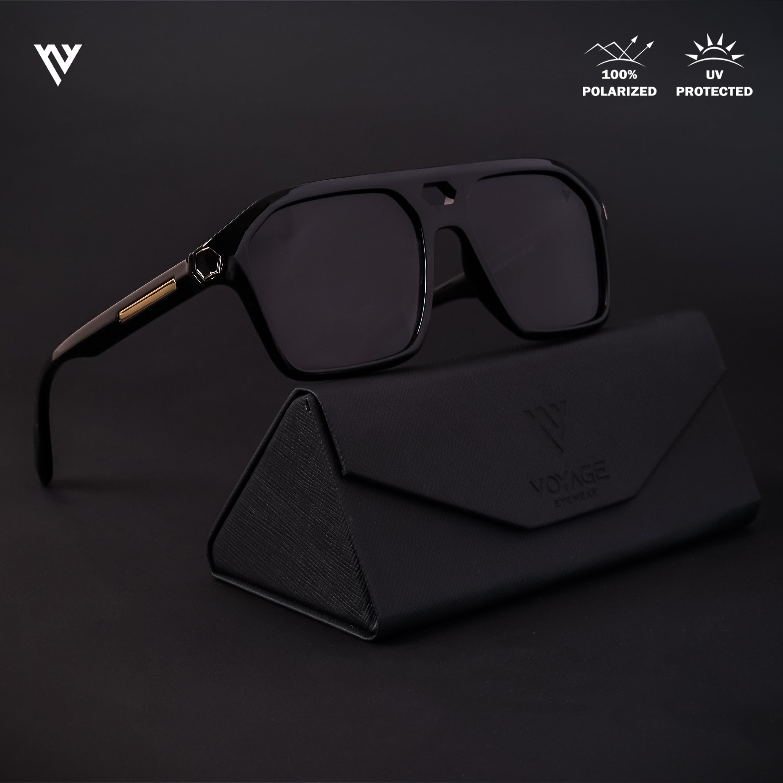 Ridge | Shine Black Polarized Wayfarer Sunglasses - PMG4346
