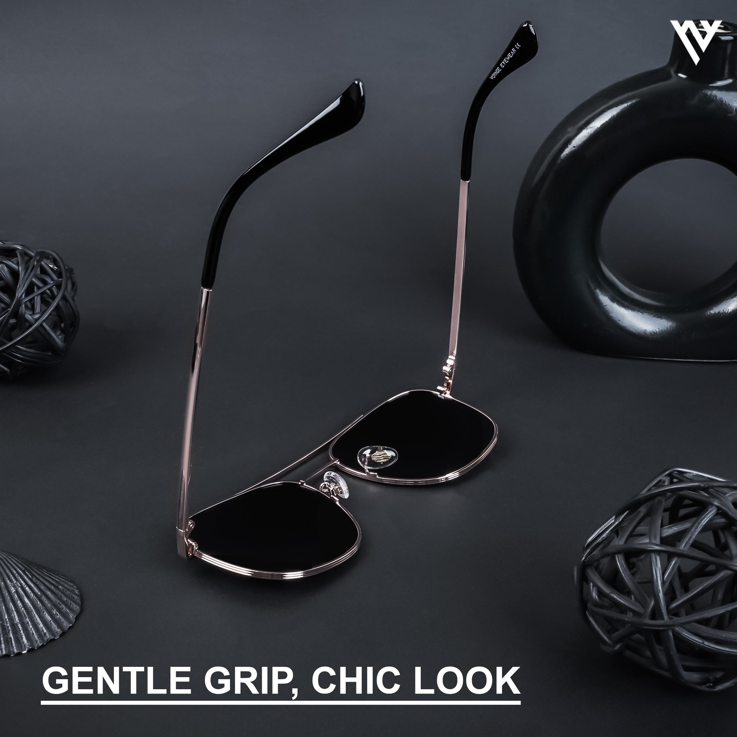 Voyage Exclusive Black Polarized Wayfarer Sunglasses for Men & Women - PMG4581