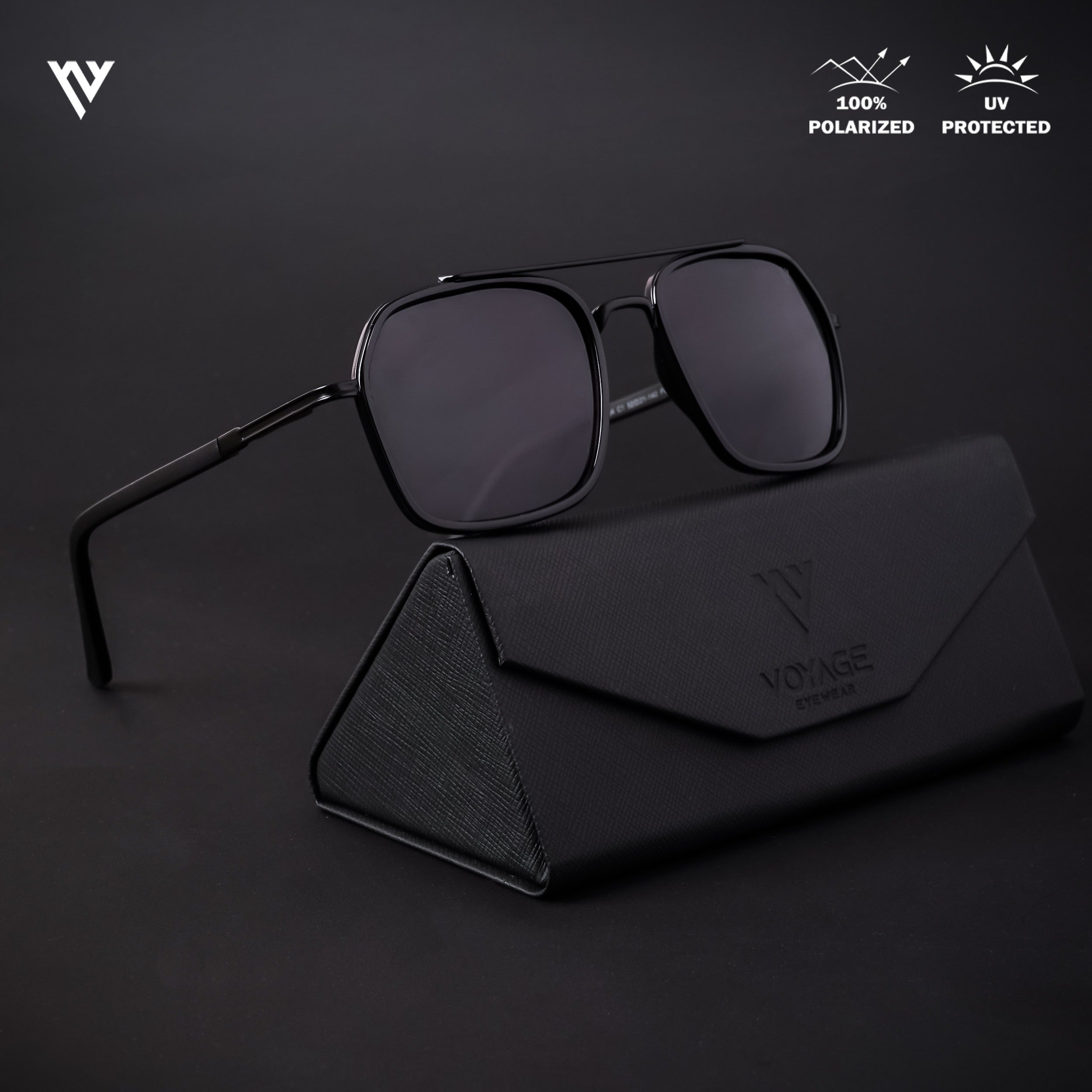 Voyage Exclusive Black Polarized Wayfarer Sunglasses for Men & Women (TR8054PMG4479)