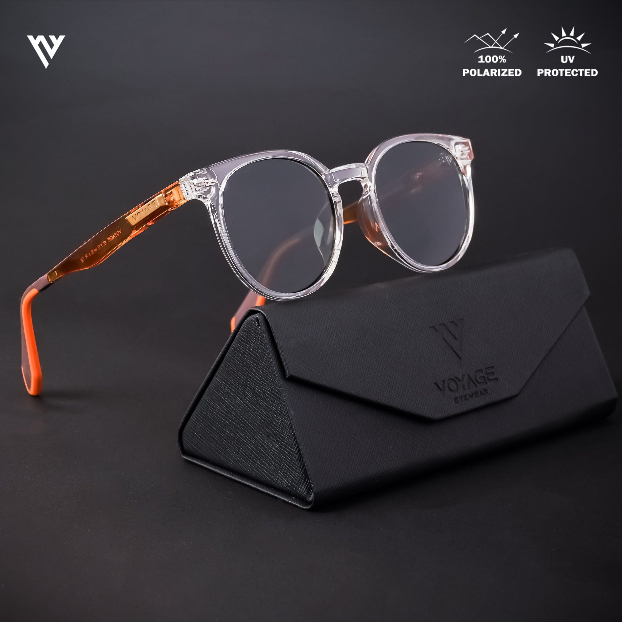 Voyage Active Transparent Polarized Round Sunglasses for Men & Women - PMG4471
