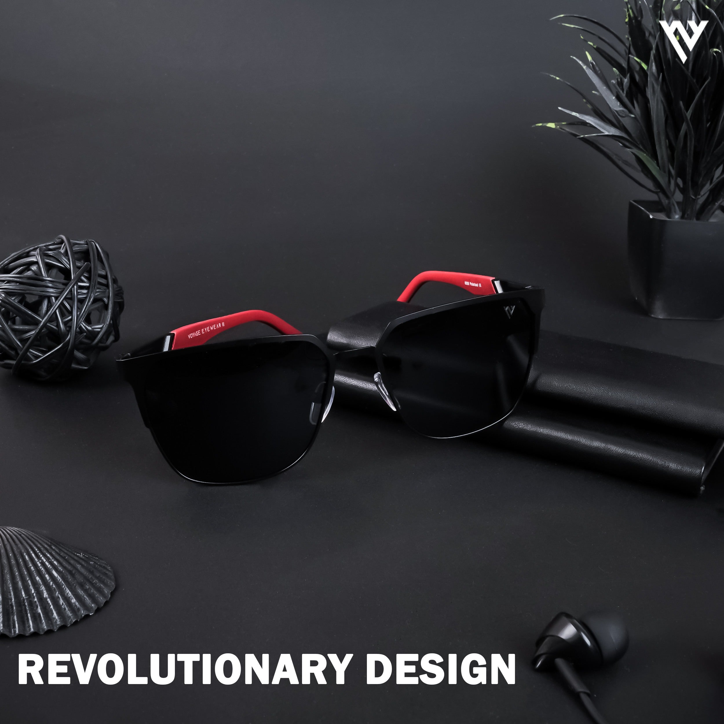 Voyage Exclusive Black Polarized Square Sunglasses for Men & Women (8008PMG4282)