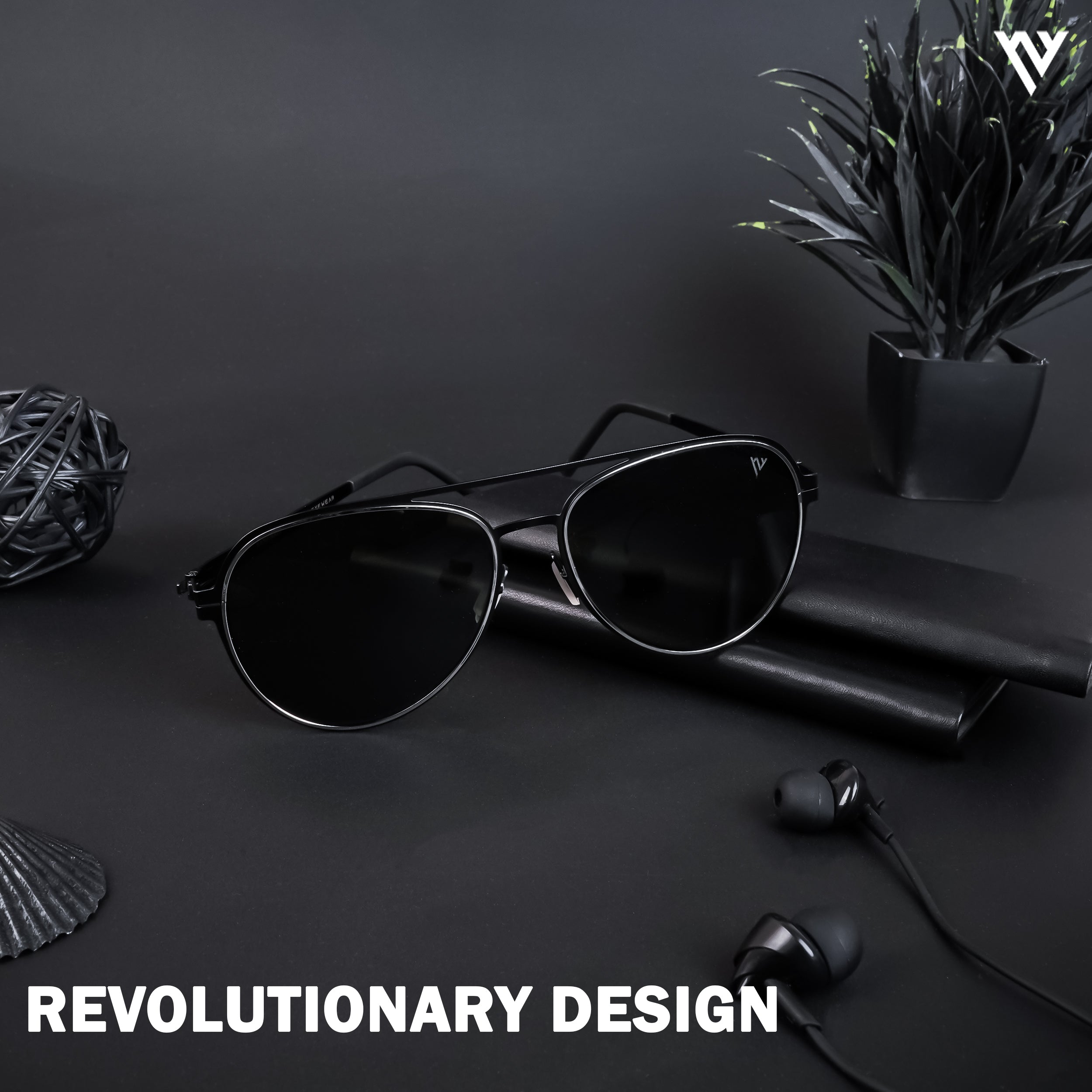 Black & Silver Polarized Aviator Sunglasses - PMG4292