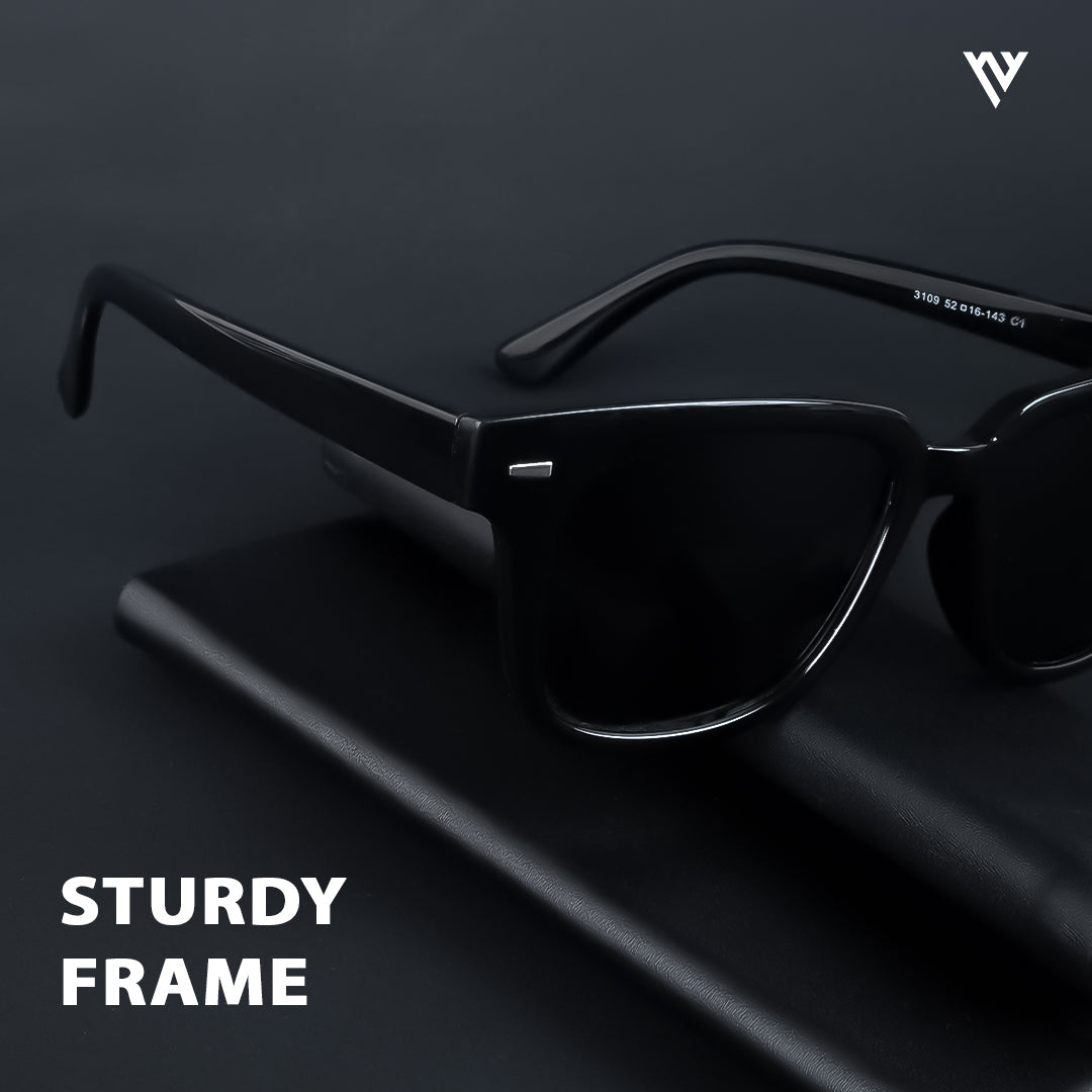 Voyage Exclusive Shine Black Polarized Wayfarer Sunglasses for Men & Women - PMG3965
