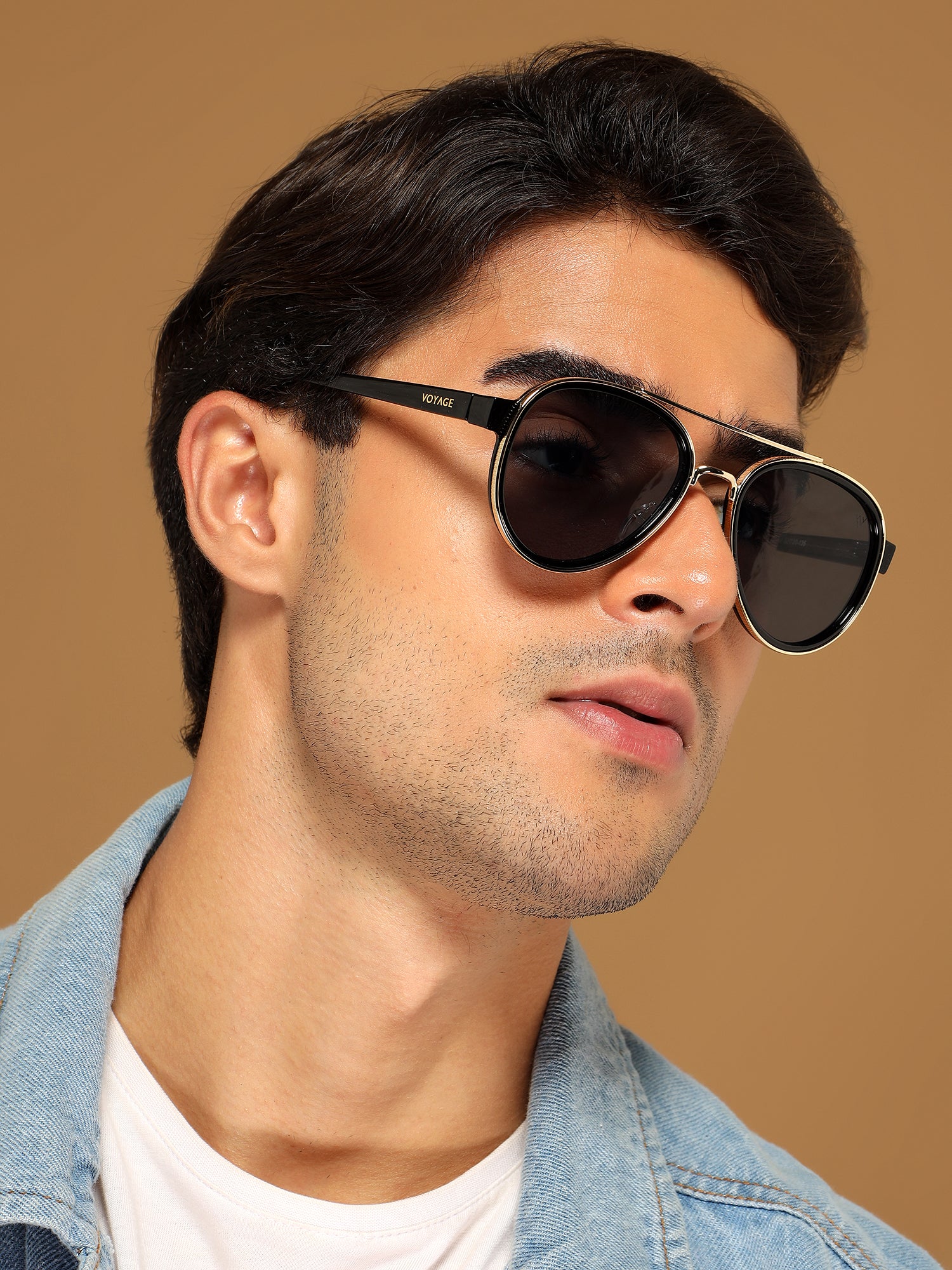 Signature Aviator | Golden & Black Sunglasses | Grey Lens - MG7151