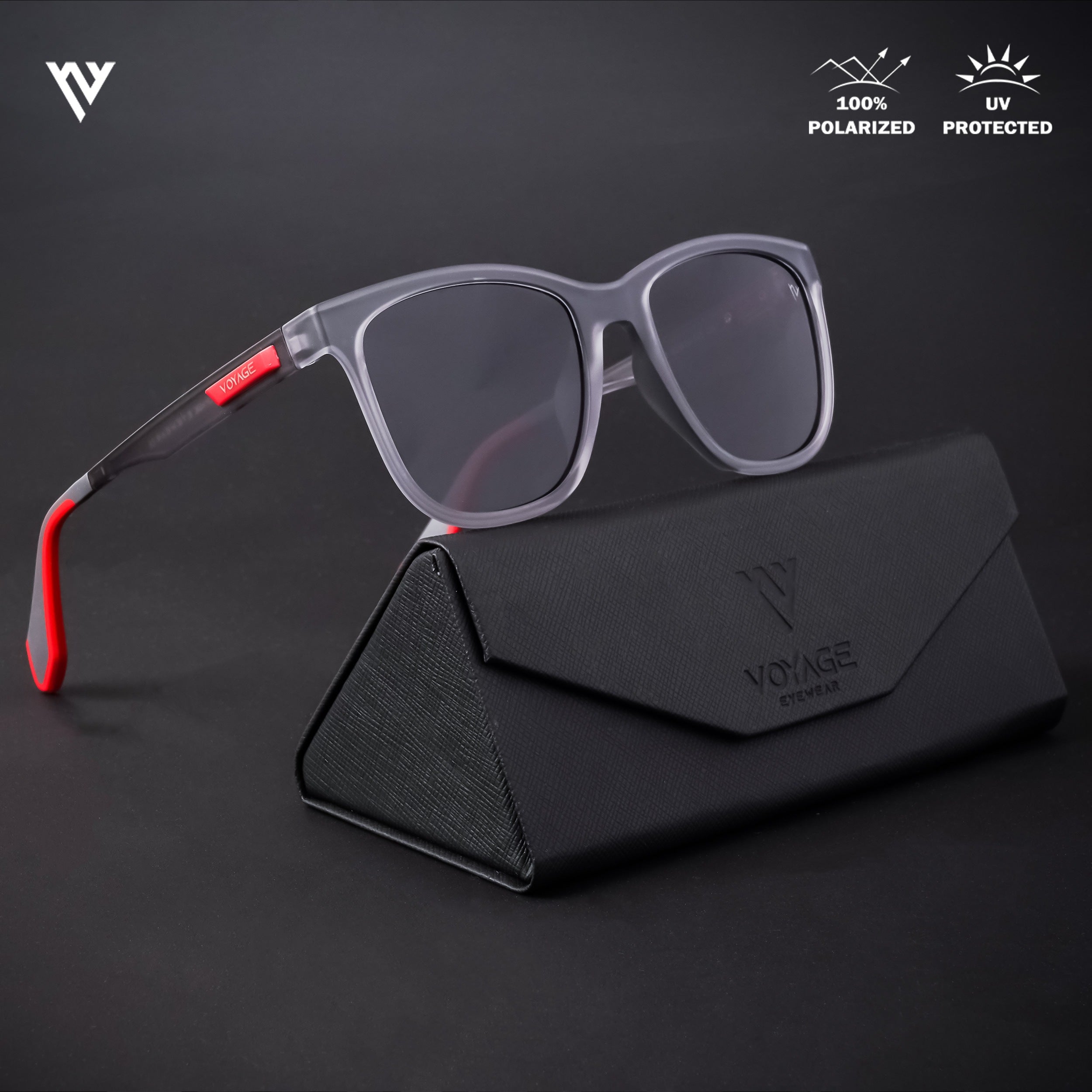 Voyage Active Grey Polarized Wayfarer Sunglasses for Men & Women - PMG4467