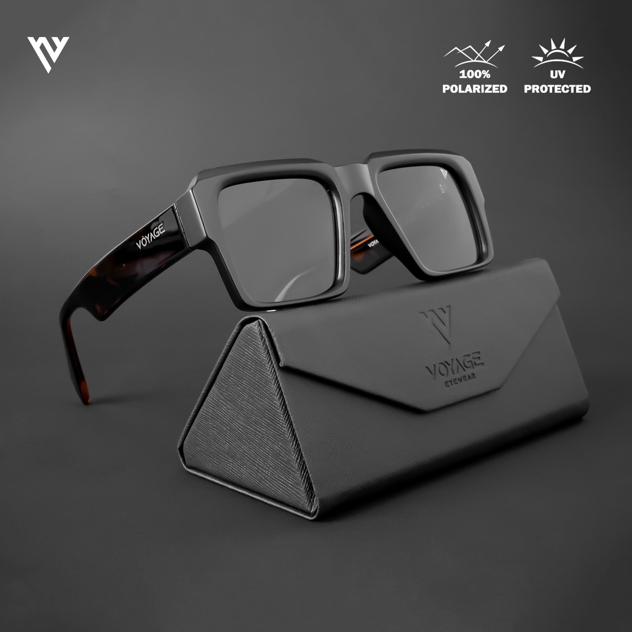 Voyage Exclusive Matt Black Polarized Wayfarer Sunglasses for Men & Women - PMG4751