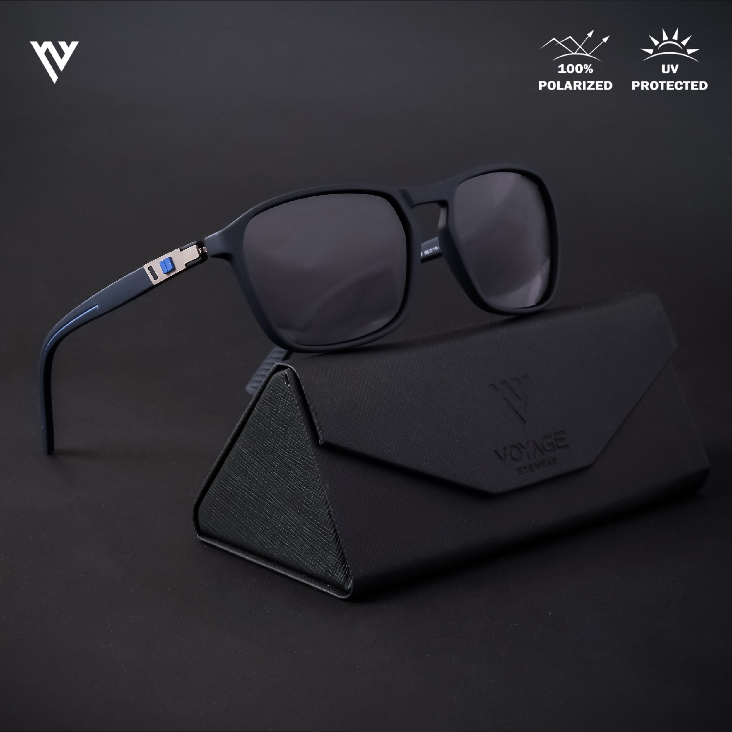 Navy Blue Polarized Wayfarer Sunglasses - PMG4305