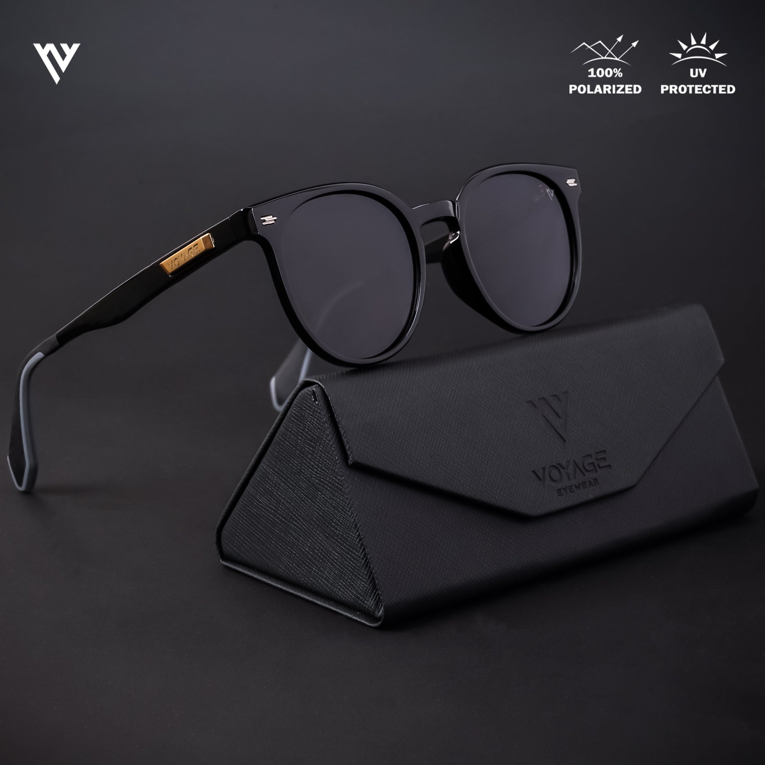 Active Shine Black Polarized Round Sunglasses - PMG4470