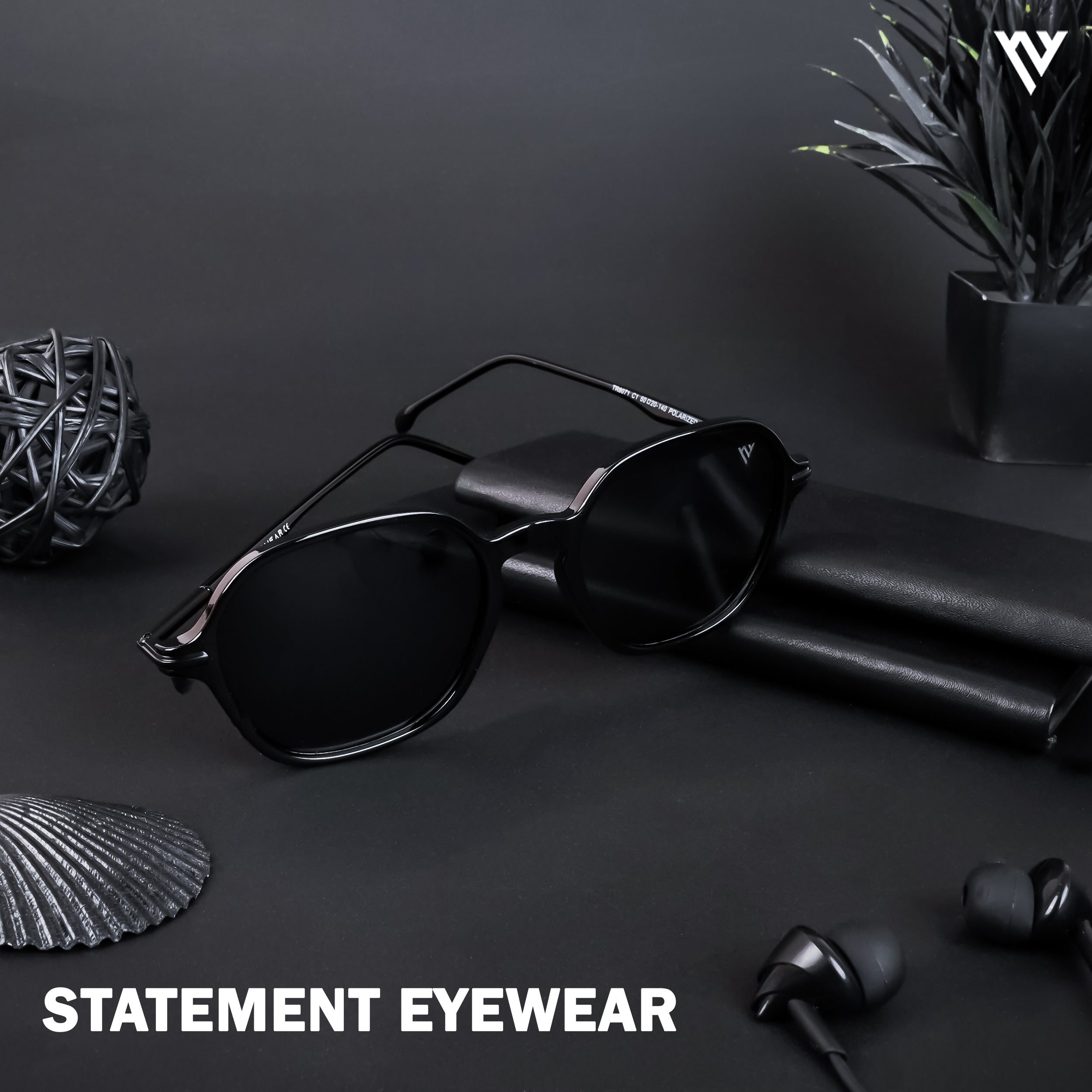 Voyage Exclusive Shine Black Polarized Round Sunglasses for Men & Women (TR8071PMG4493)