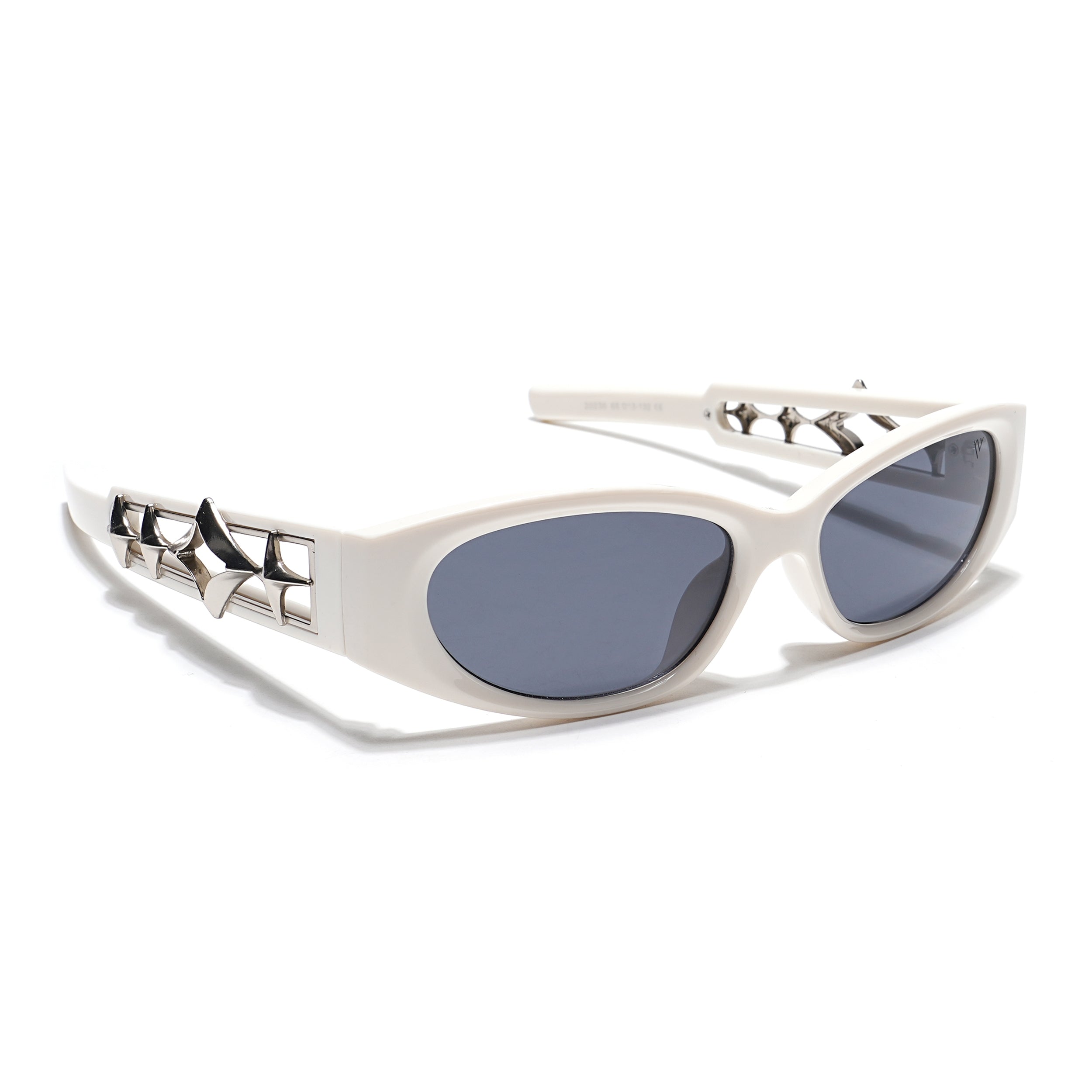 Oval Sunglasses (Black Lens | White Frame - MG5549)